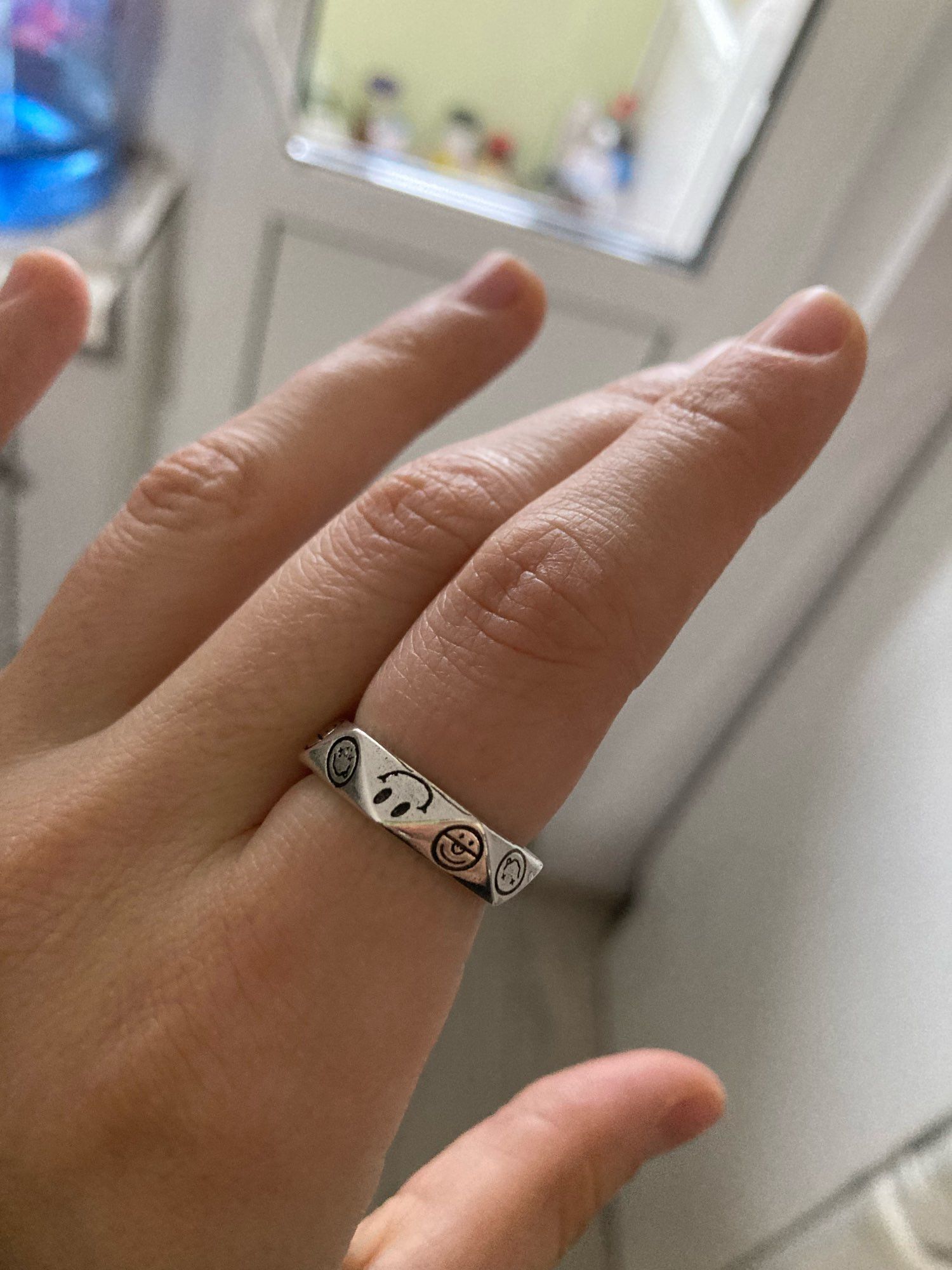 Jewelry Smiling Face Adjustable ring Size ONE SIZE - 3 Thumbnail