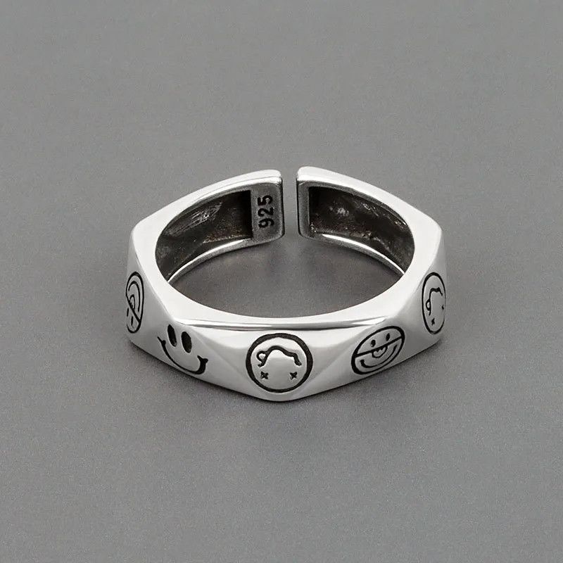 Jewelry Smiling Face Adjustable ring Size ONE SIZE - 1 Thumbnail