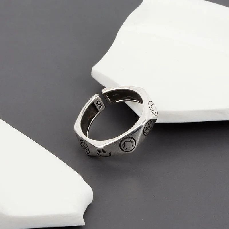 Jewelry Smiling Face Adjustable ring Size ONE SIZE - 2 Thumbnail