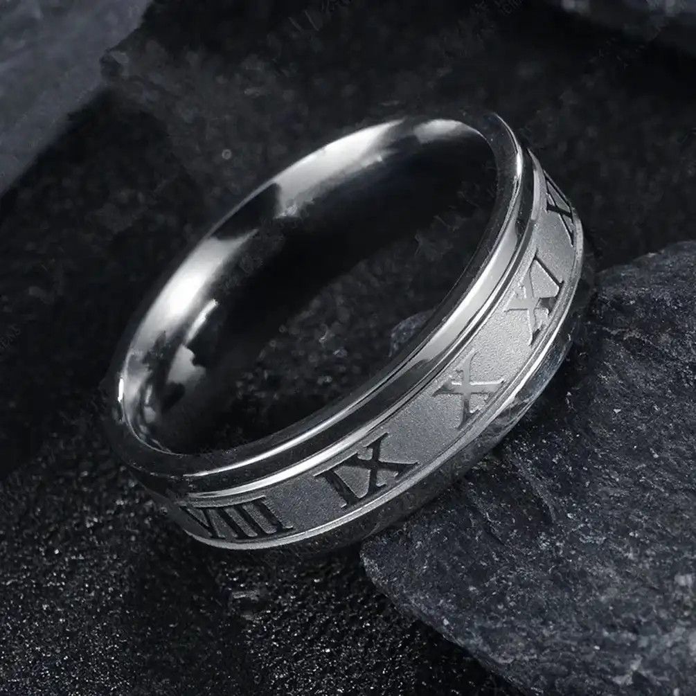 Jewelry Silver Color Roman Ring Size ONE SIZE - 1 Thumbnail
