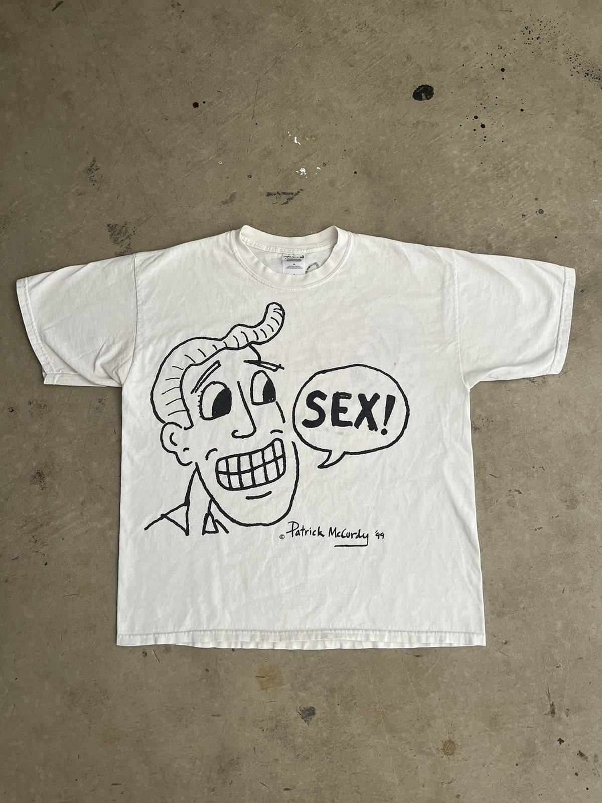 image of Vintage “Sex!” And “Beer!” T-Shirt in White, Men's (Size XL)