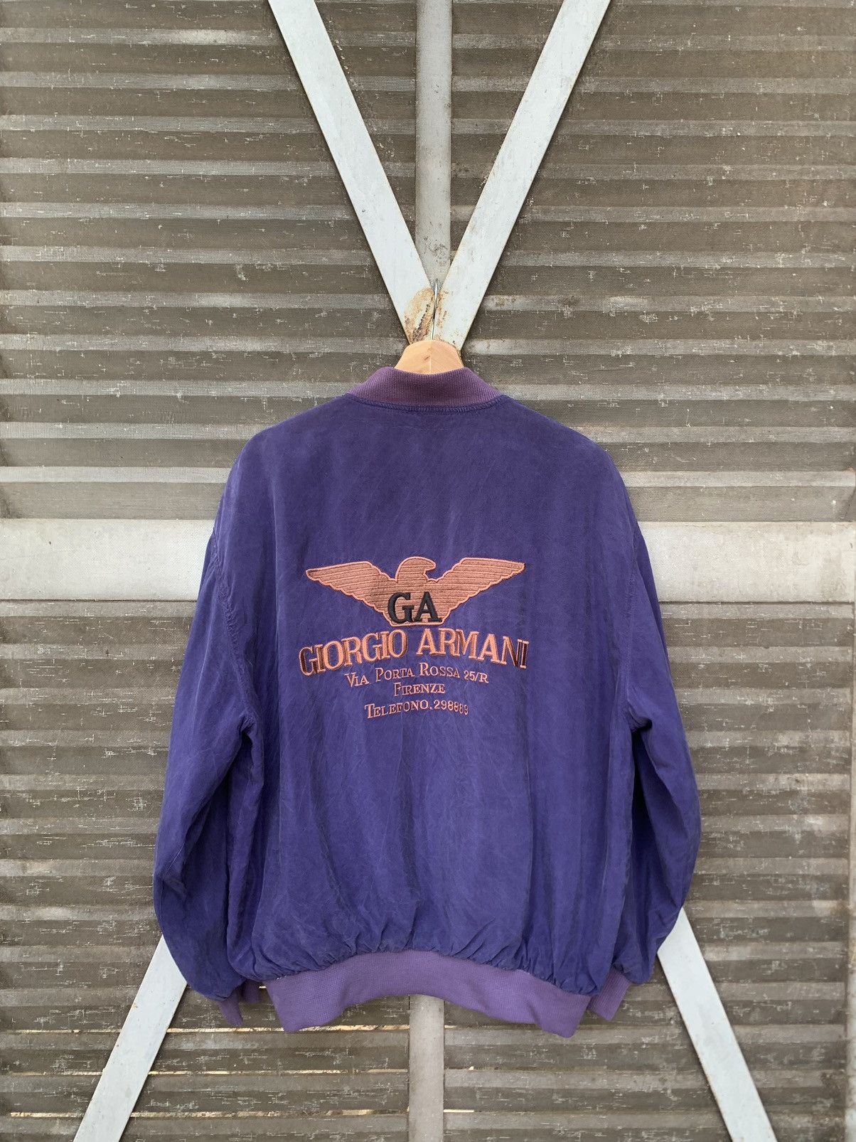 Giorgio Armani Vintage THRASHED GIORGIO ARMANI Light Weight Bomber Jacket Size US L / EU 52-54 / 3 - 4 Thumbnail