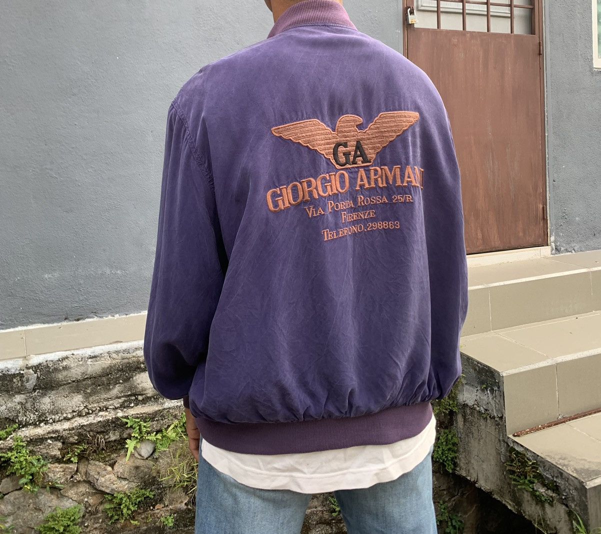 Giorgio Armani Vintage THRASHED GIORGIO ARMANI Light Weight Bomber Jacket Size US L / EU 52-54 / 3 - 13 Thumbnail
