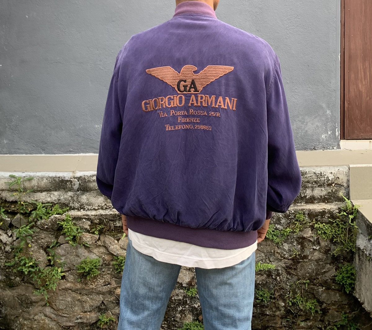 Giorgio Armani Vintage THRASHED GIORGIO ARMANI Light Weight Bomber Jacket Size US L / EU 52-54 / 3 - 2 Thumbnail