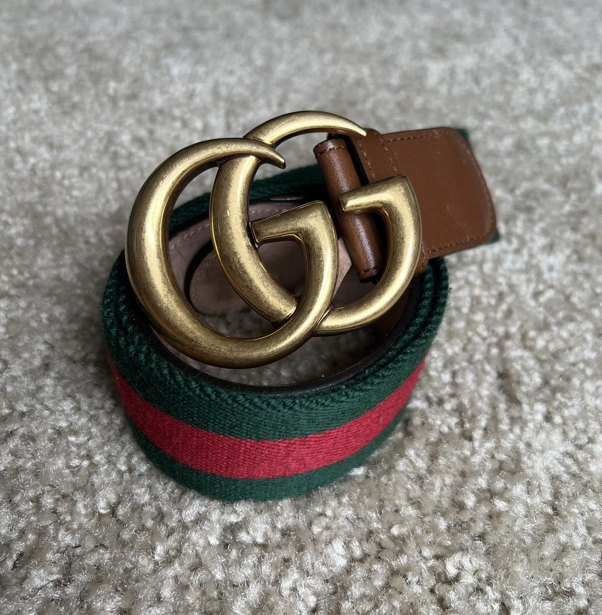 Gucci Red Suede Interlocking GG Logo Belt - 85 / 34