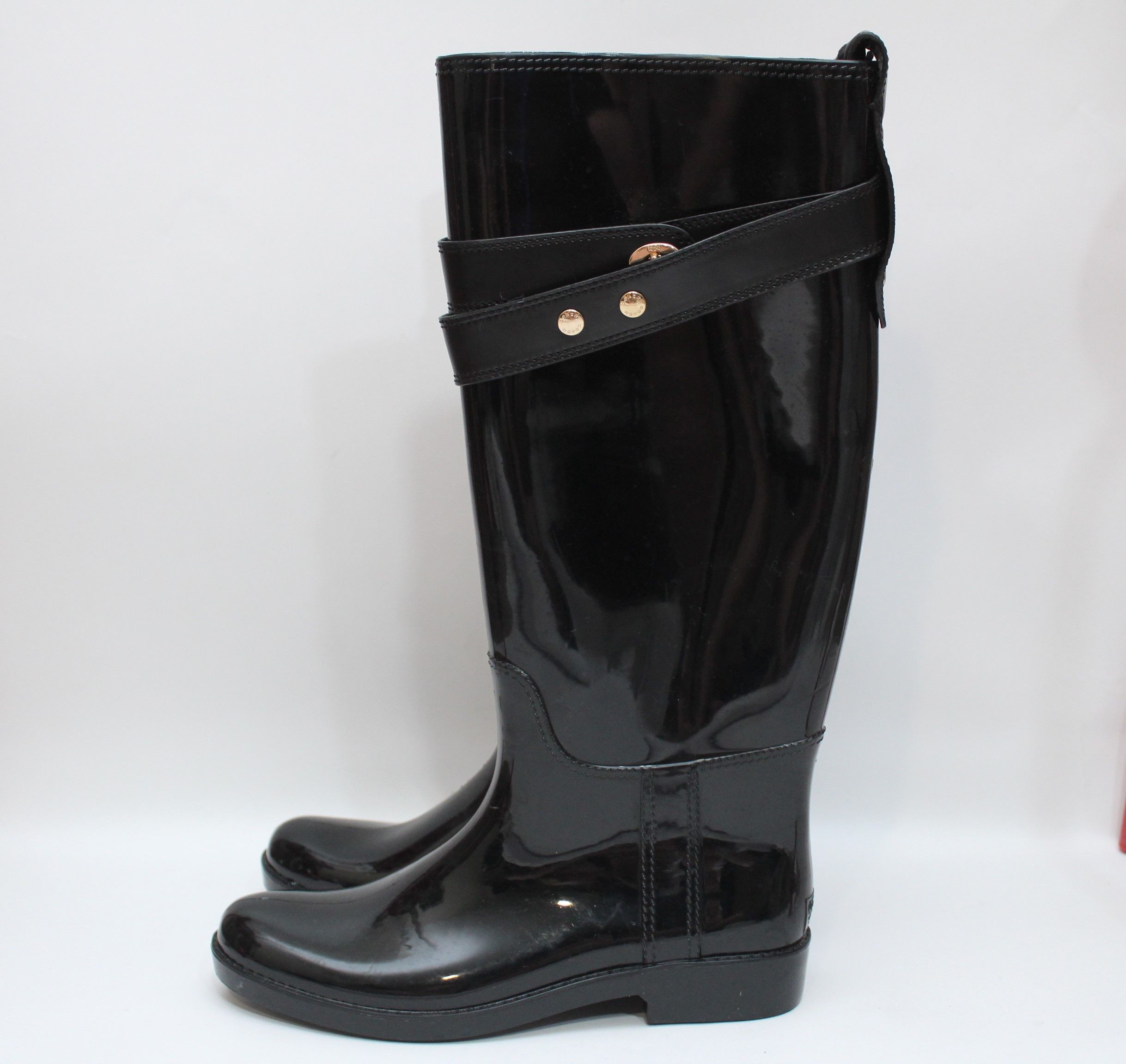 Coach Rubber Boots Black Womens Size Authentic