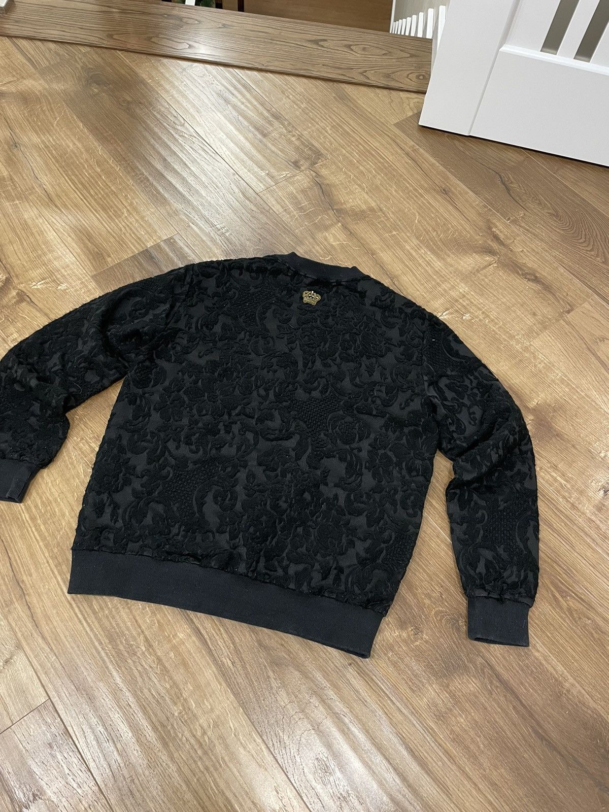 Dolce & Gabbana × Vintage Luxury Dolce&Gabbana Black Brocade Bee Crown Sweatshirt Size US S / EU 44-46 / 1 - 15 Thumbnail