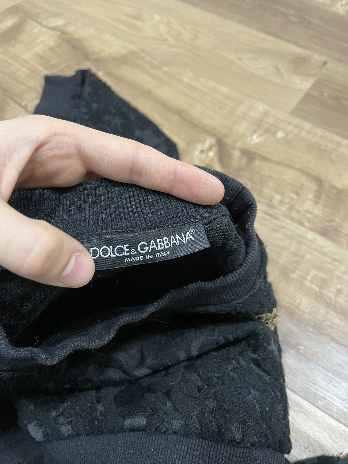 Dolce & Gabbana × Vintage Luxury Dolce&Gabbana Black Brocade Bee Crown Sweatshirt Size US S / EU 44-46 / 1 - 20 Thumbnail