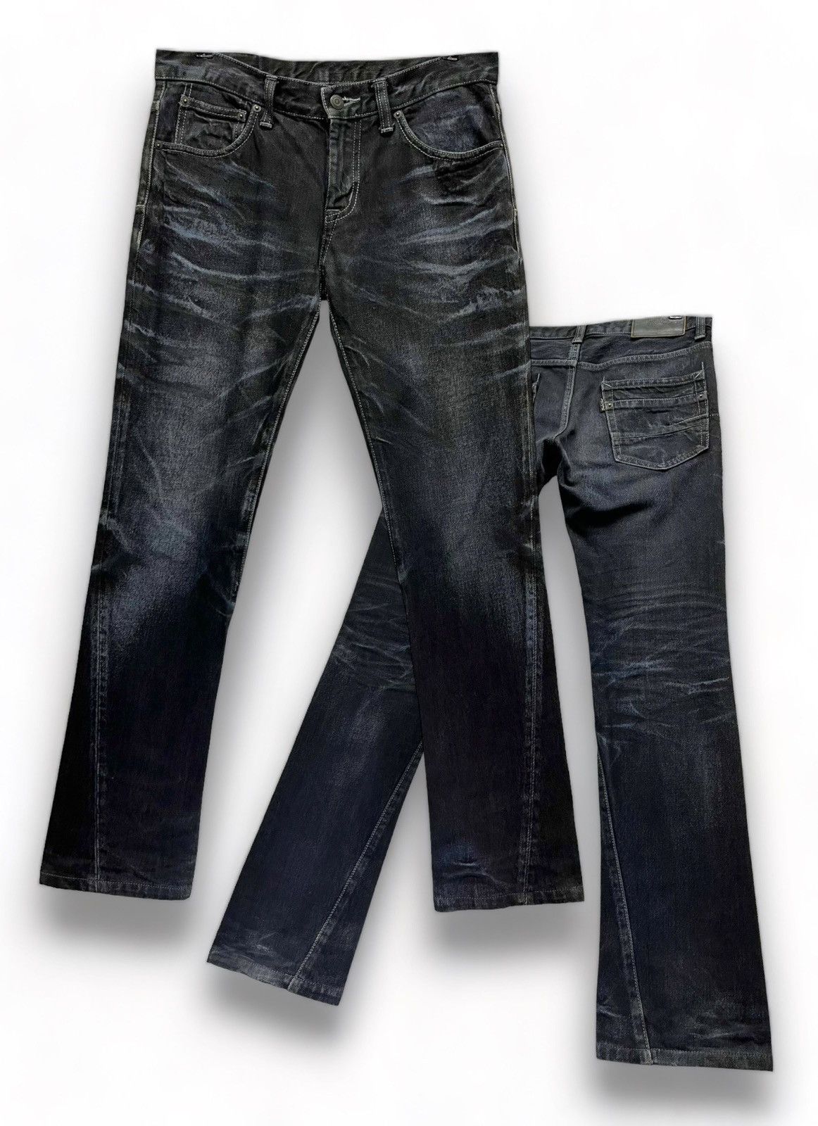 FYE🔥TORNADO MART Japan Punk Bluish Whiskered Slim Fit Denim