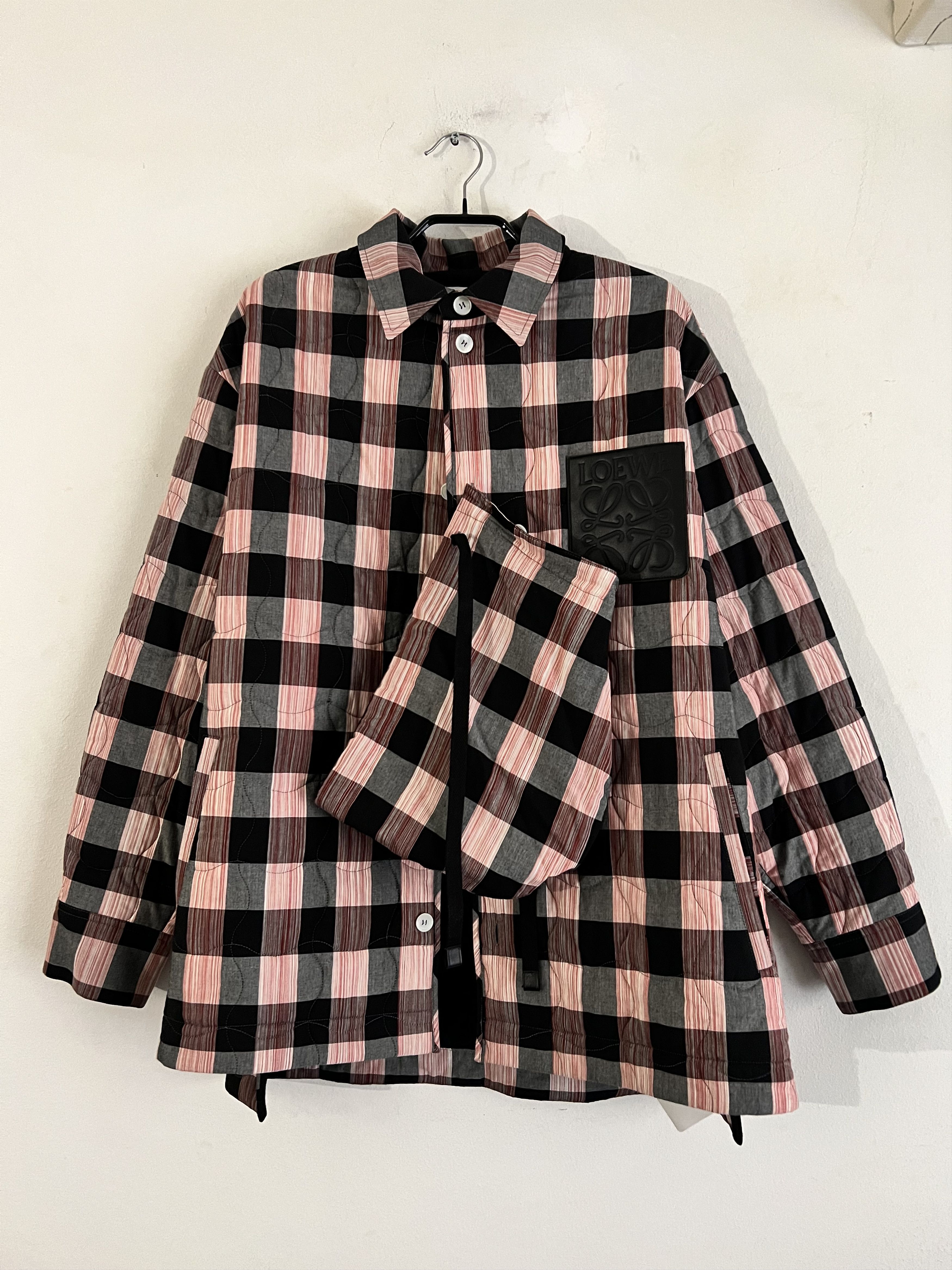 Loewe Cotton Quilted Check Hooded Shirt Size US M / EU 48-50 / 2 - 14 Thumbnail