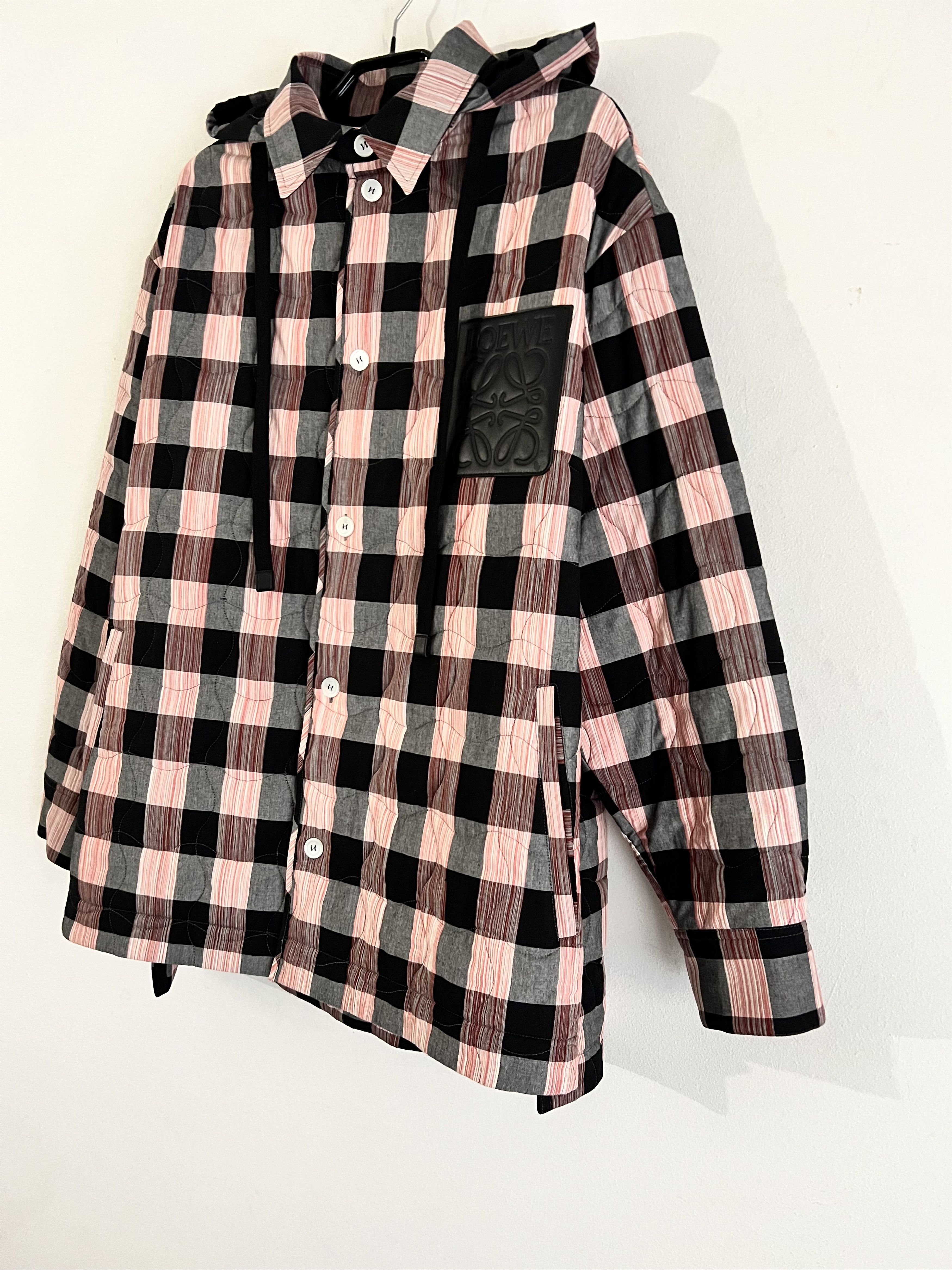 Loewe Cotton Quilted Check Hooded Shirt Size US M / EU 48-50 / 2 - 8 Thumbnail