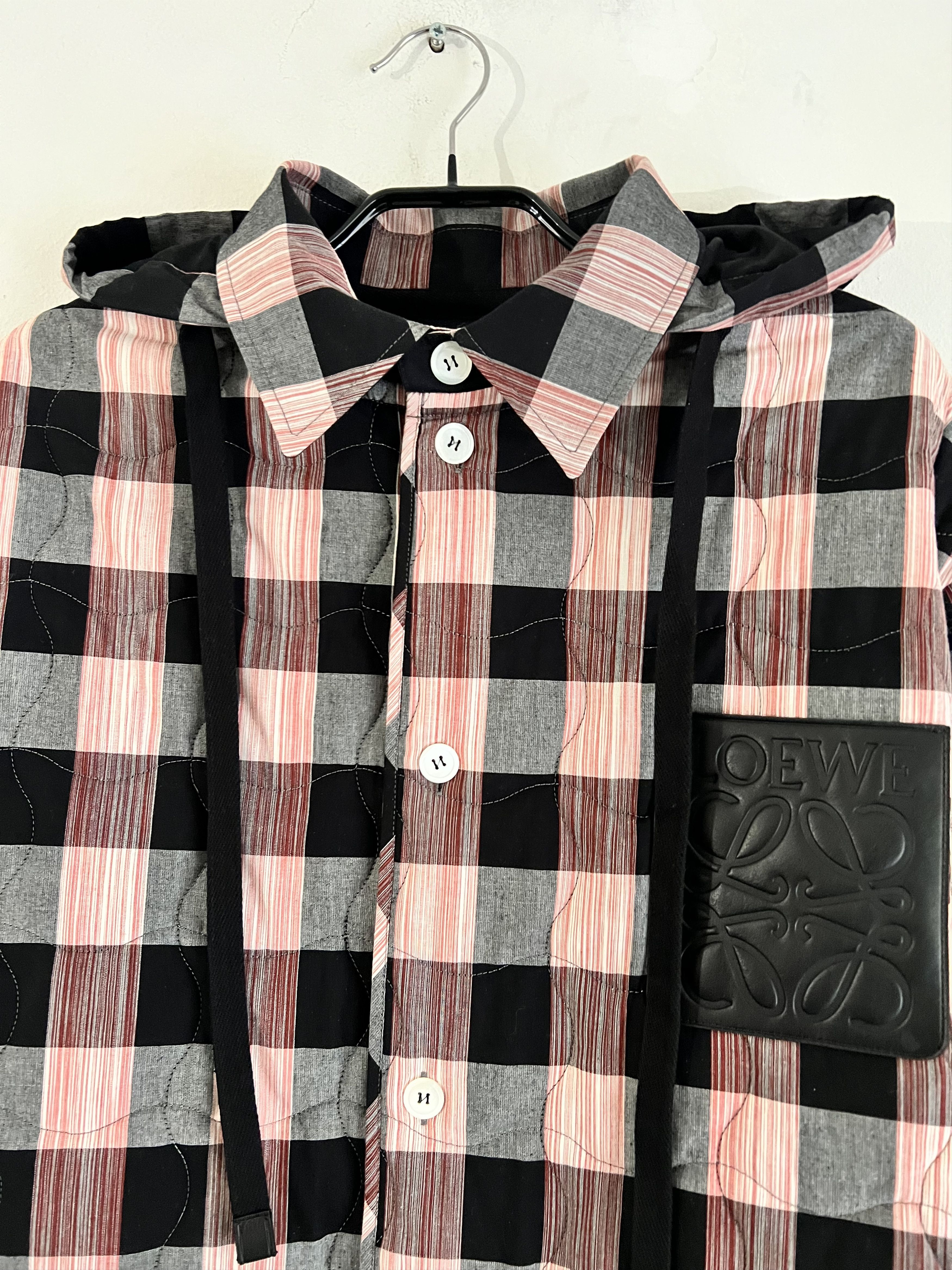 Loewe Cotton Quilted Check Hooded Shirt Size US M / EU 48-50 / 2 - 5 Thumbnail