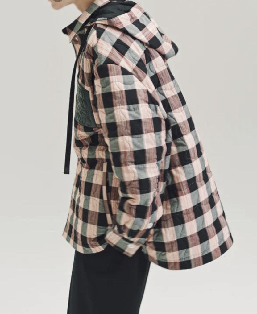 Cotton Quilted Check Hooded Shirt