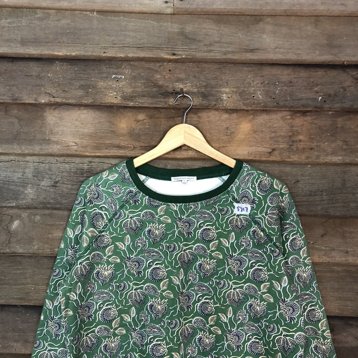 Japanese Brand Rebecca Minkoff art batik Green Sweatshirt #5717 Size L / US 10 / IT 46 - 2 Thumbnail
