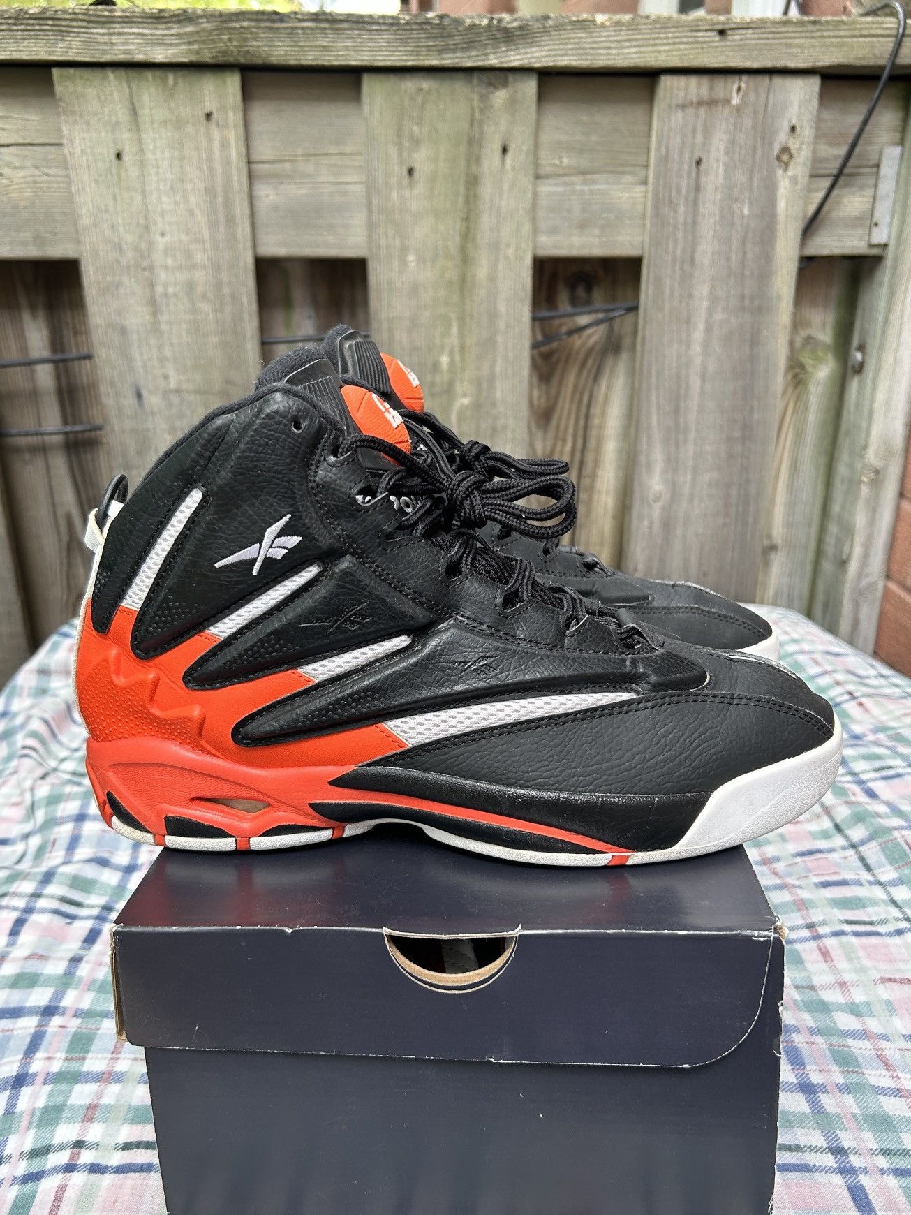image of Vintage Reebok Pump Blast “ Nick Val Exel “ Black/orange Shoes in Black Orange, Men's (Size 8)
