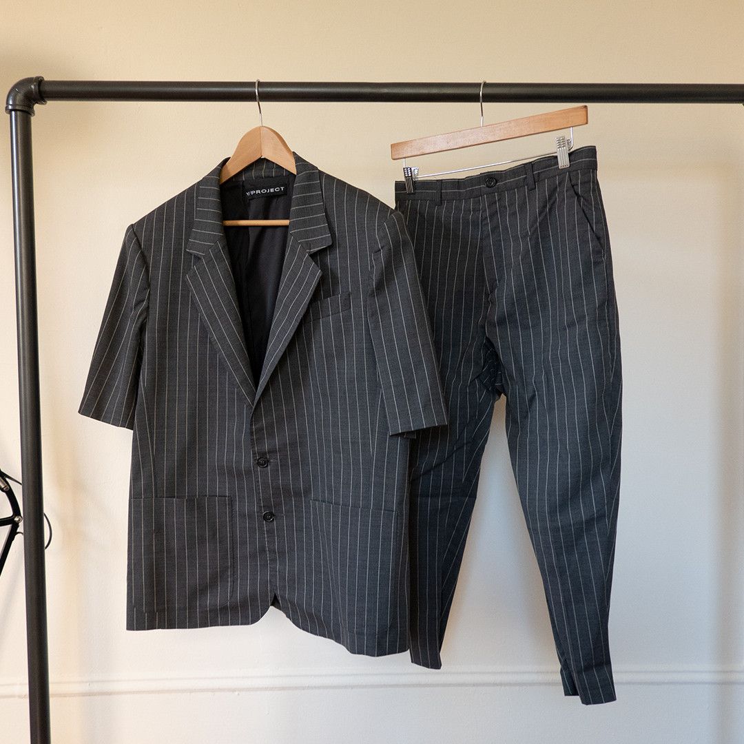 Y/Project SS16 Wool Short Sleeve Striped Suit Size 46R - 1 Thumbnail