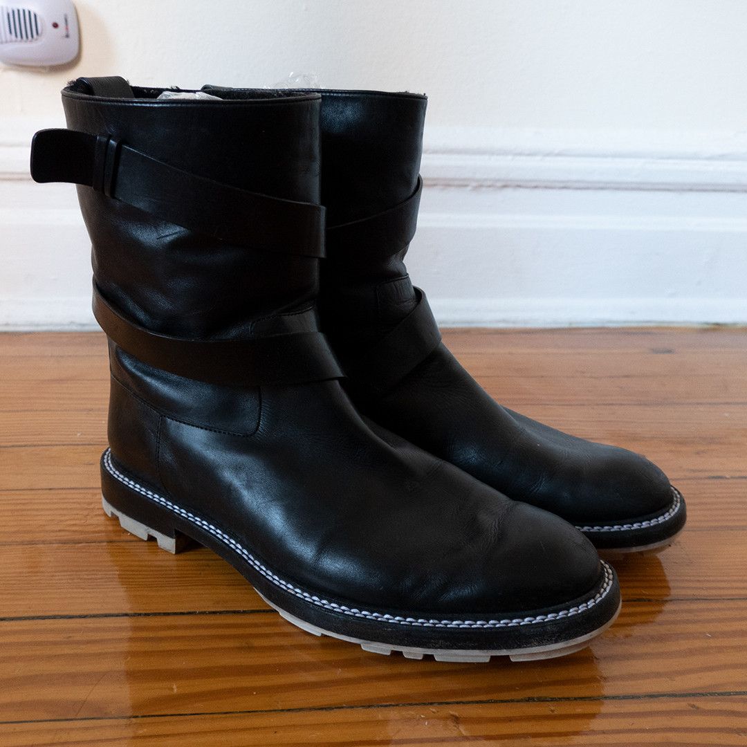 image of Jil Sander Fur-Lined Jodhpur Strap Boots in Black, Men's (Size 8)