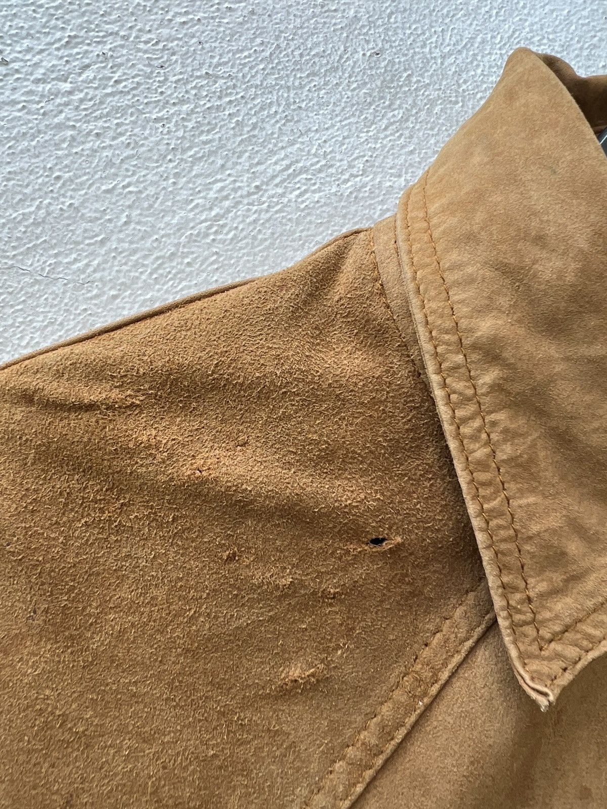 Leather Trashed VTG Camanchi London Dirty Patina Suede Leather Shirt Size US L / EU 52-54 / 3 - 8 Thumbnail