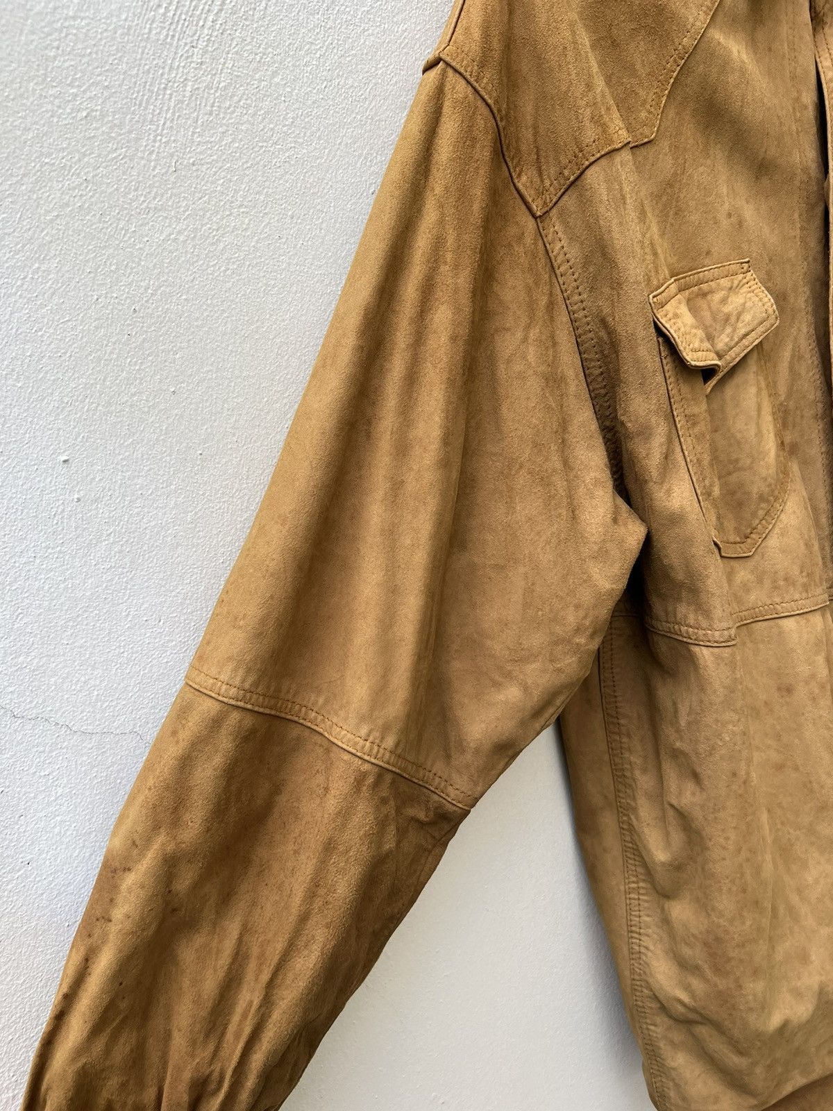 Leather Trashed VTG Camanchi London Dirty Patina Suede Leather Shirt Size US L / EU 52-54 / 3 - 15 Thumbnail