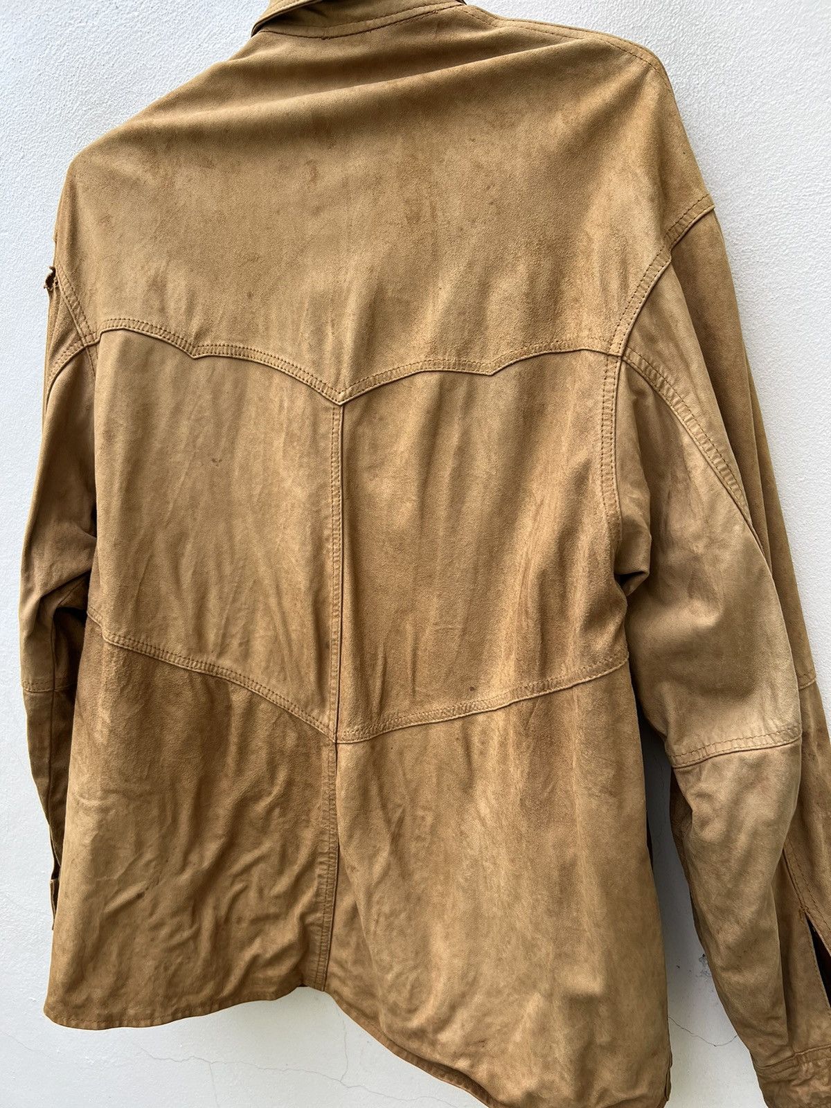 Leather Trashed VTG Camanchi London Dirty Patina Suede Leather Shirt Size US L / EU 52-54 / 3 - 20 Thumbnail