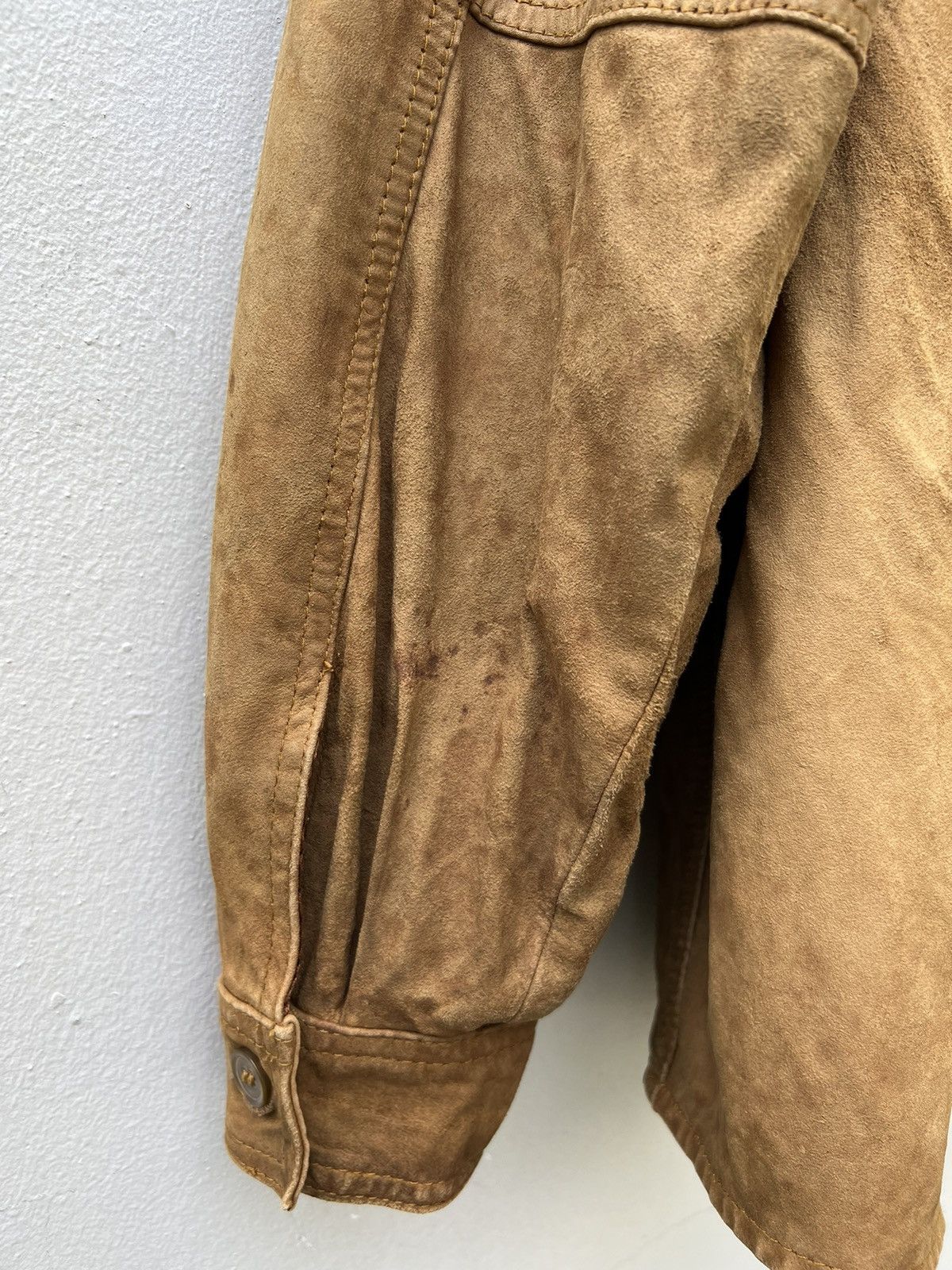 Leather Trashed VTG Camanchi London Dirty Patina Suede Leather Shirt Size US L / EU 52-54 / 3 - 18 Thumbnail