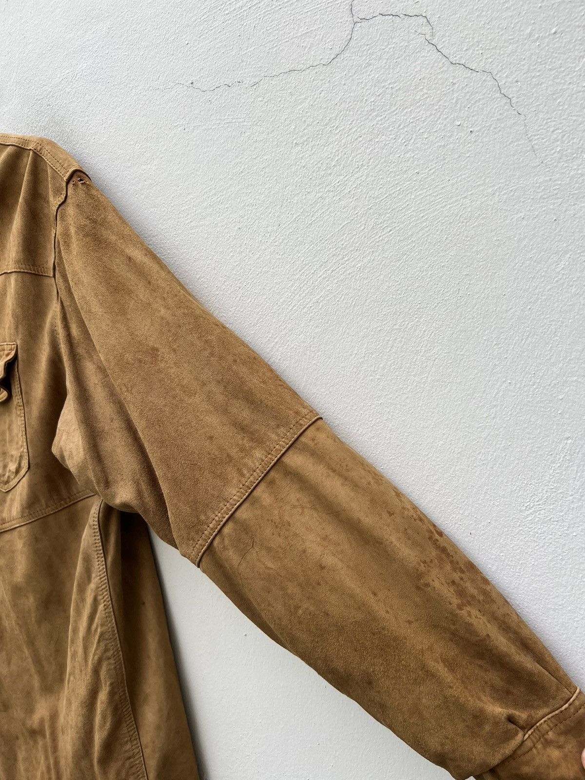 Leather Trashed VTG Camanchi London Dirty Patina Suede Leather Shirt Size US L / EU 52-54 / 3 - 12 Thumbnail
