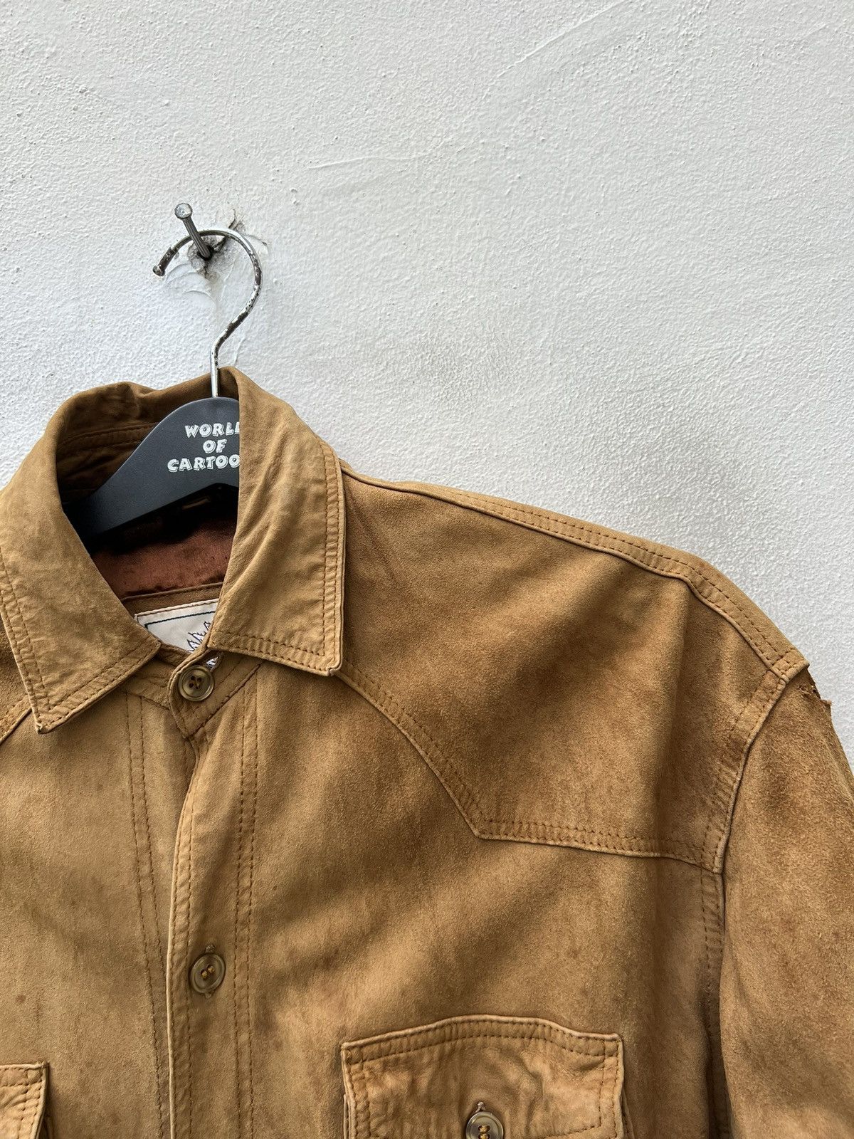 Leather Trashed VTG Camanchi London Dirty Patina Suede Leather Shirt Size US L / EU 52-54 / 3 - 7 Thumbnail