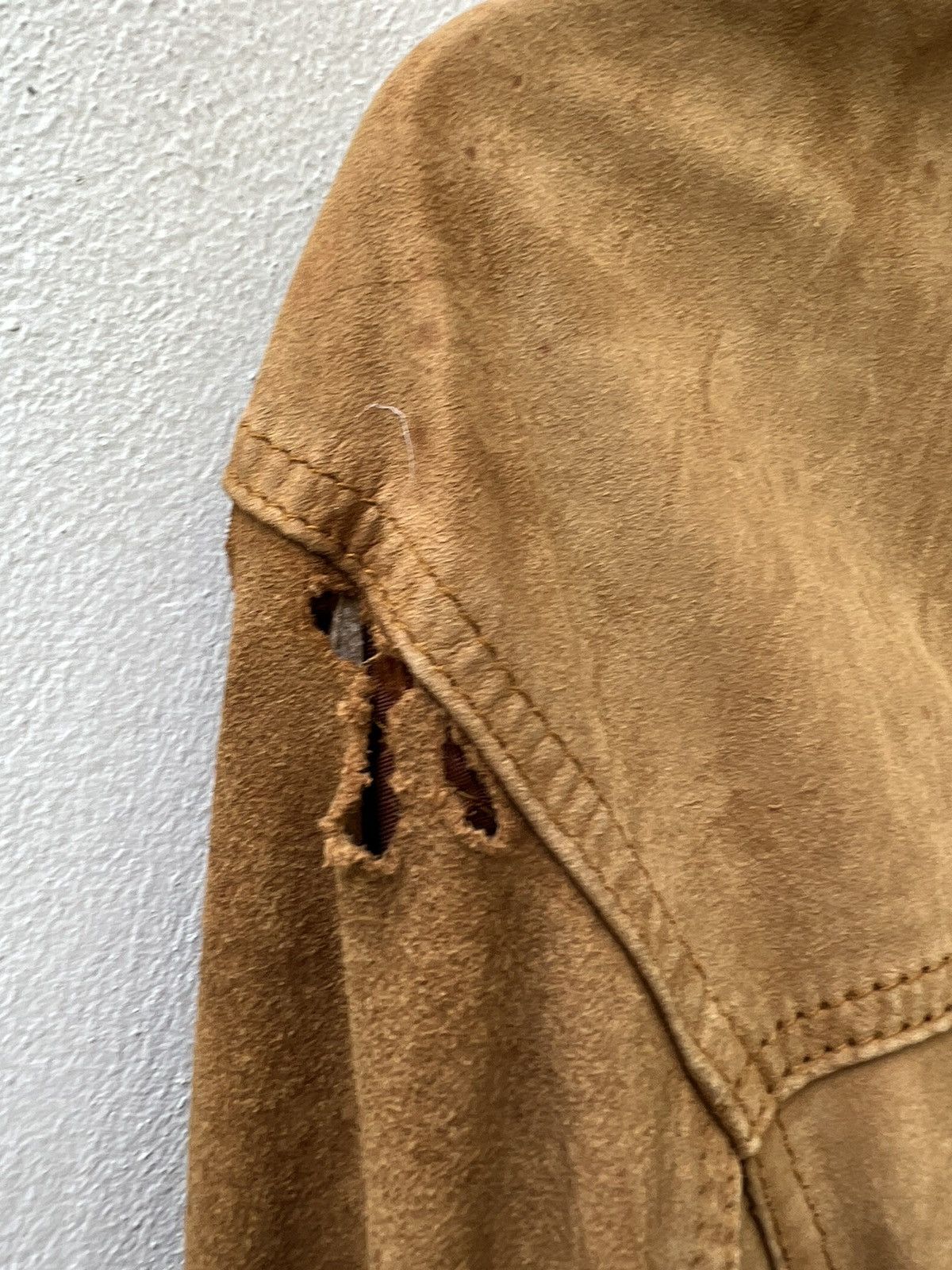 Leather Trashed VTG Camanchi London Dirty Patina Suede Leather Shirt Size US L / EU 52-54 / 3 - 17 Thumbnail