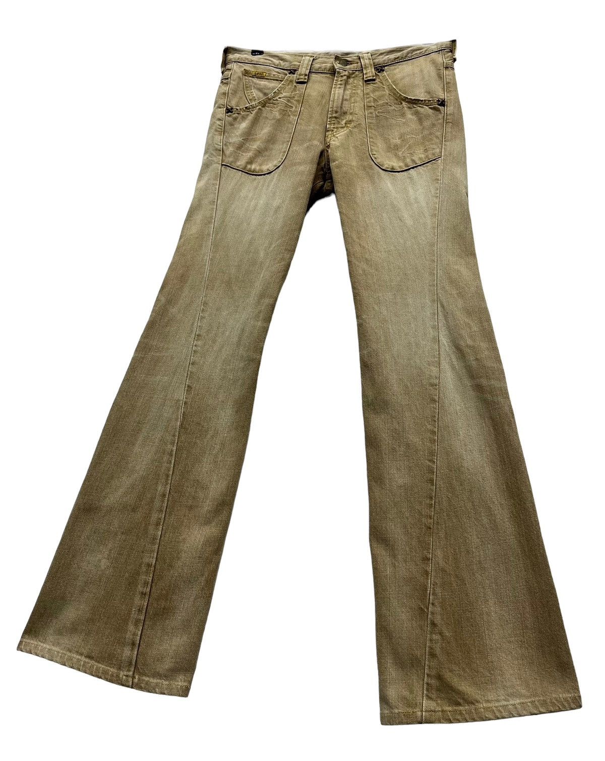 Image of Archival Clothing x Avant Garde Fyemr Lee Riders Off Brown Twist Leg Flare Denim Jeans (Size 30)