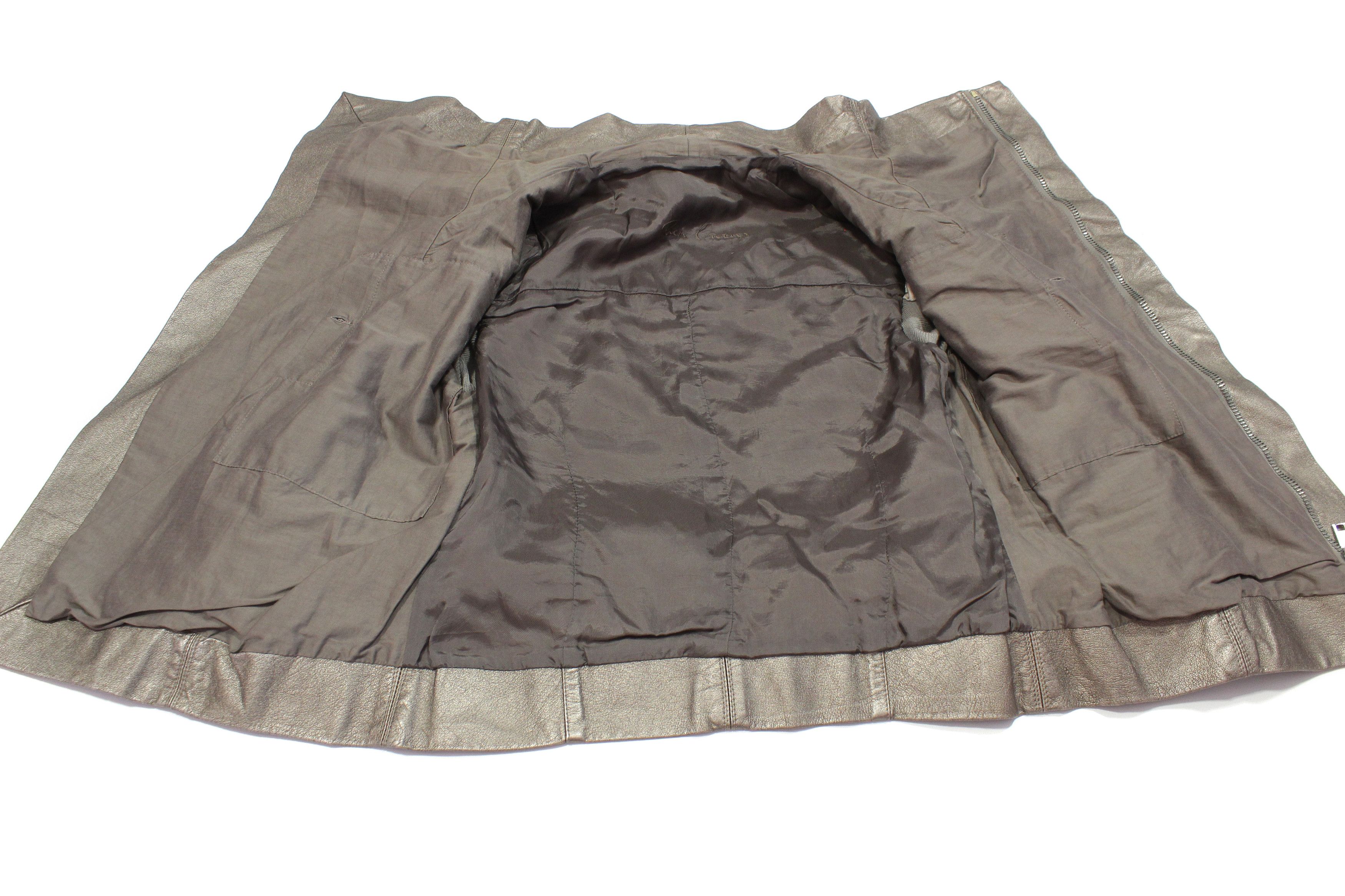 Rick Owens Women's Gold Biker Buffalo Leather Distressed Jacket Size M / US 6-8 / IT 42-44 - 3 Thumbnail