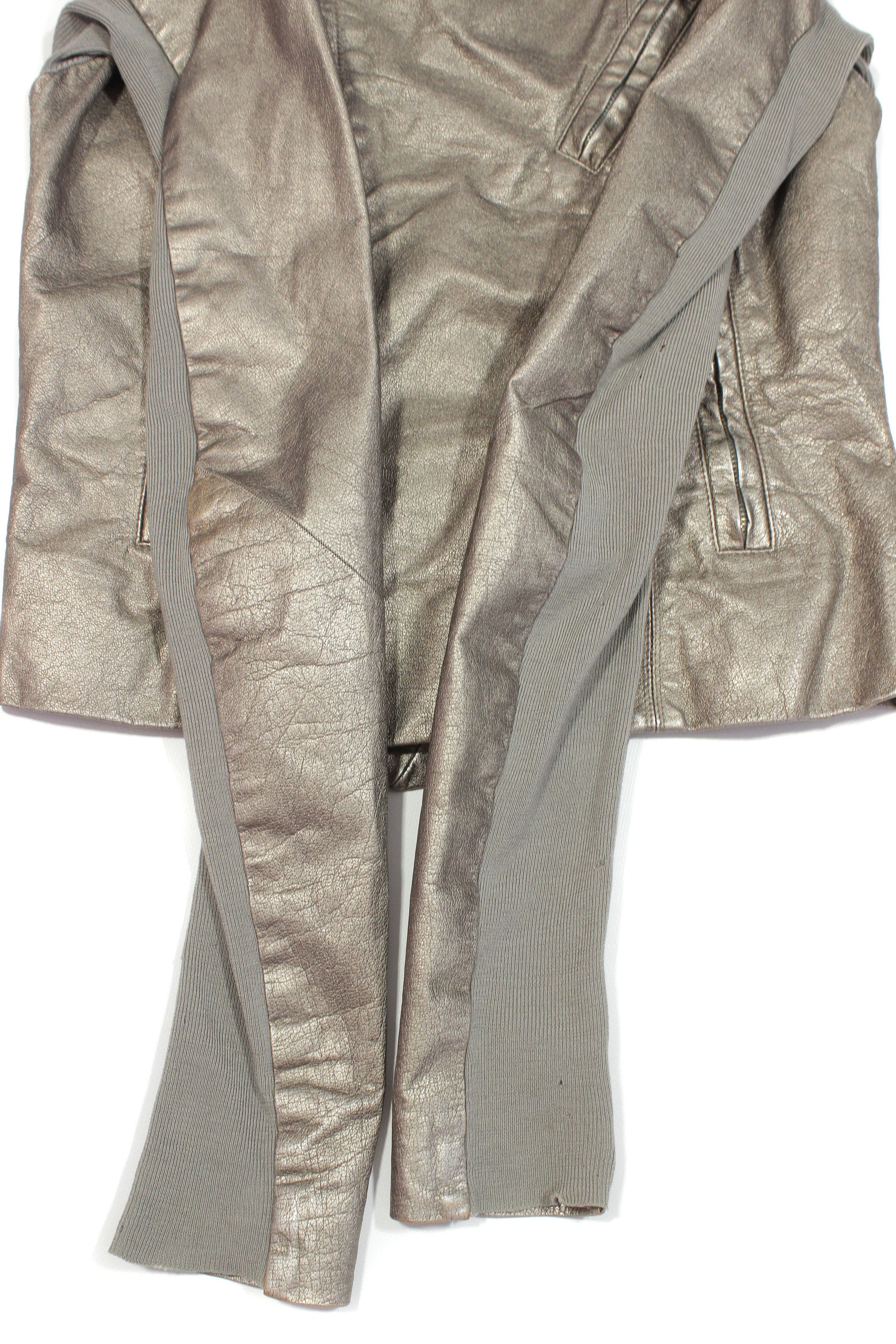 Rick Owens Women's Gold Biker Buffalo Leather Distressed Jacket Size M / US 6-8 / IT 42-44 - 7 Thumbnail