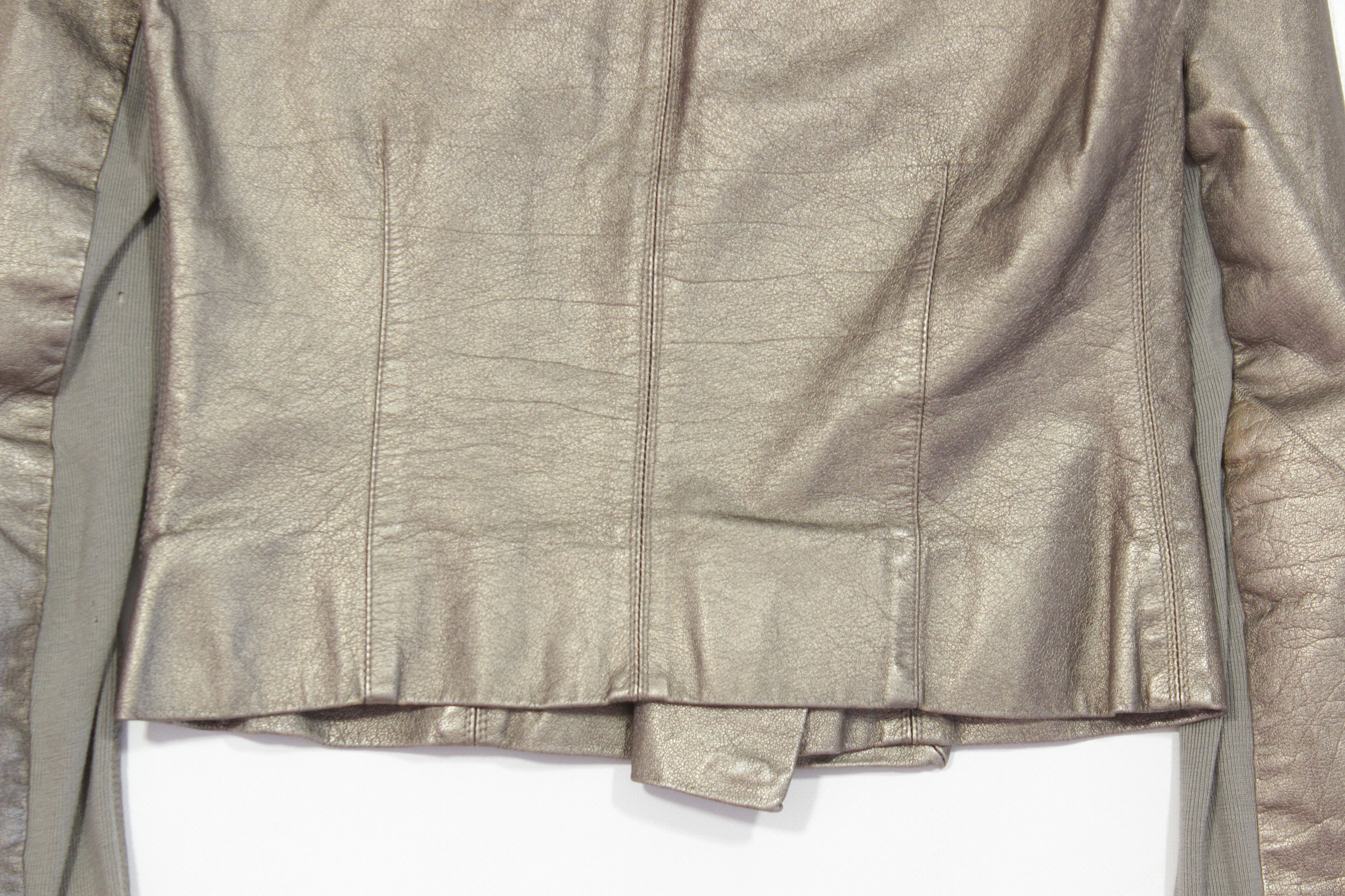 Rick Owens Women's Gold Biker Buffalo Leather Distressed Jacket Size M / US 6-8 / IT 42-44 - 6 Thumbnail