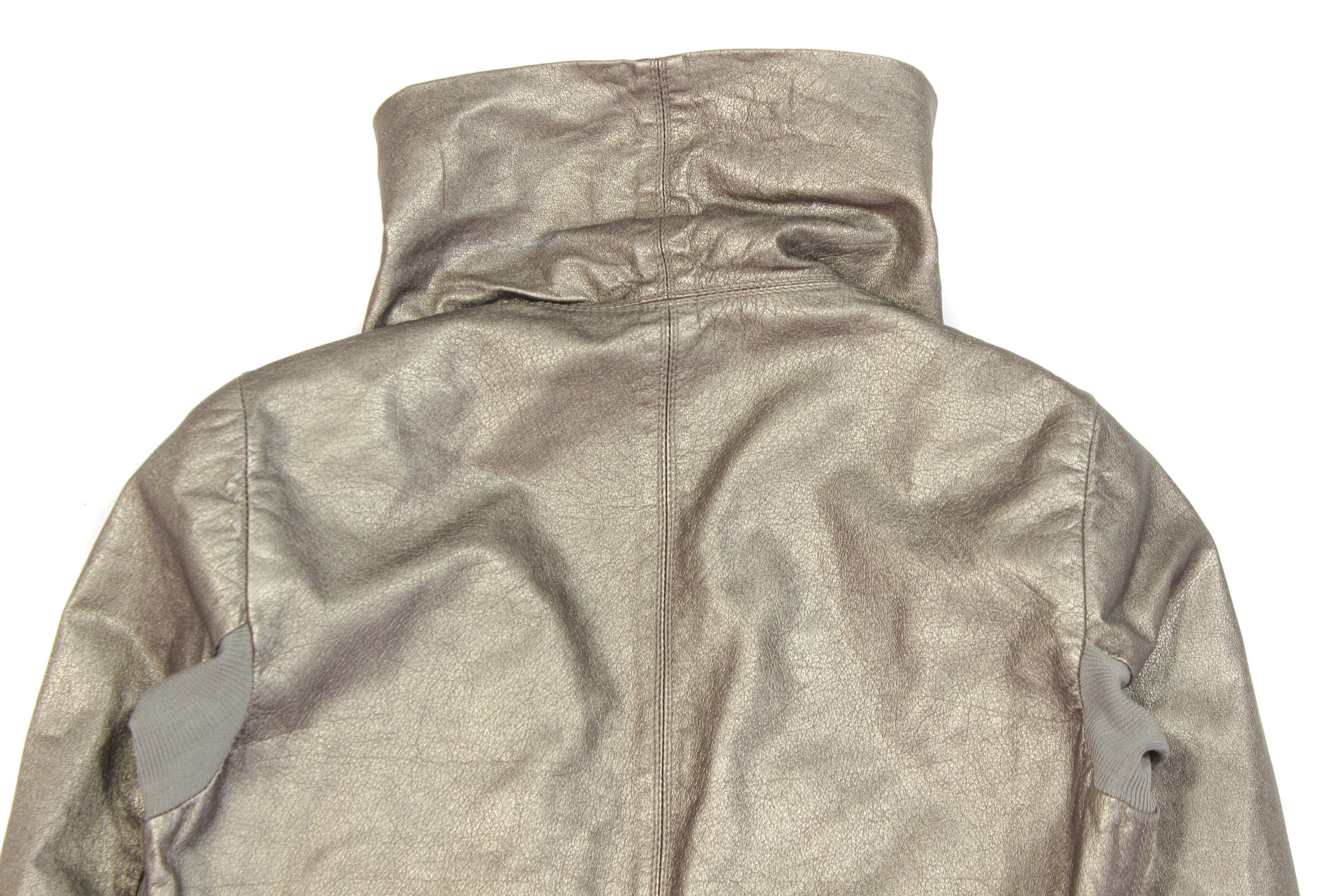 Rick Owens Women's Gold Biker Buffalo Leather Distressed Jacket Size M / US 6-8 / IT 42-44 - 5 Thumbnail