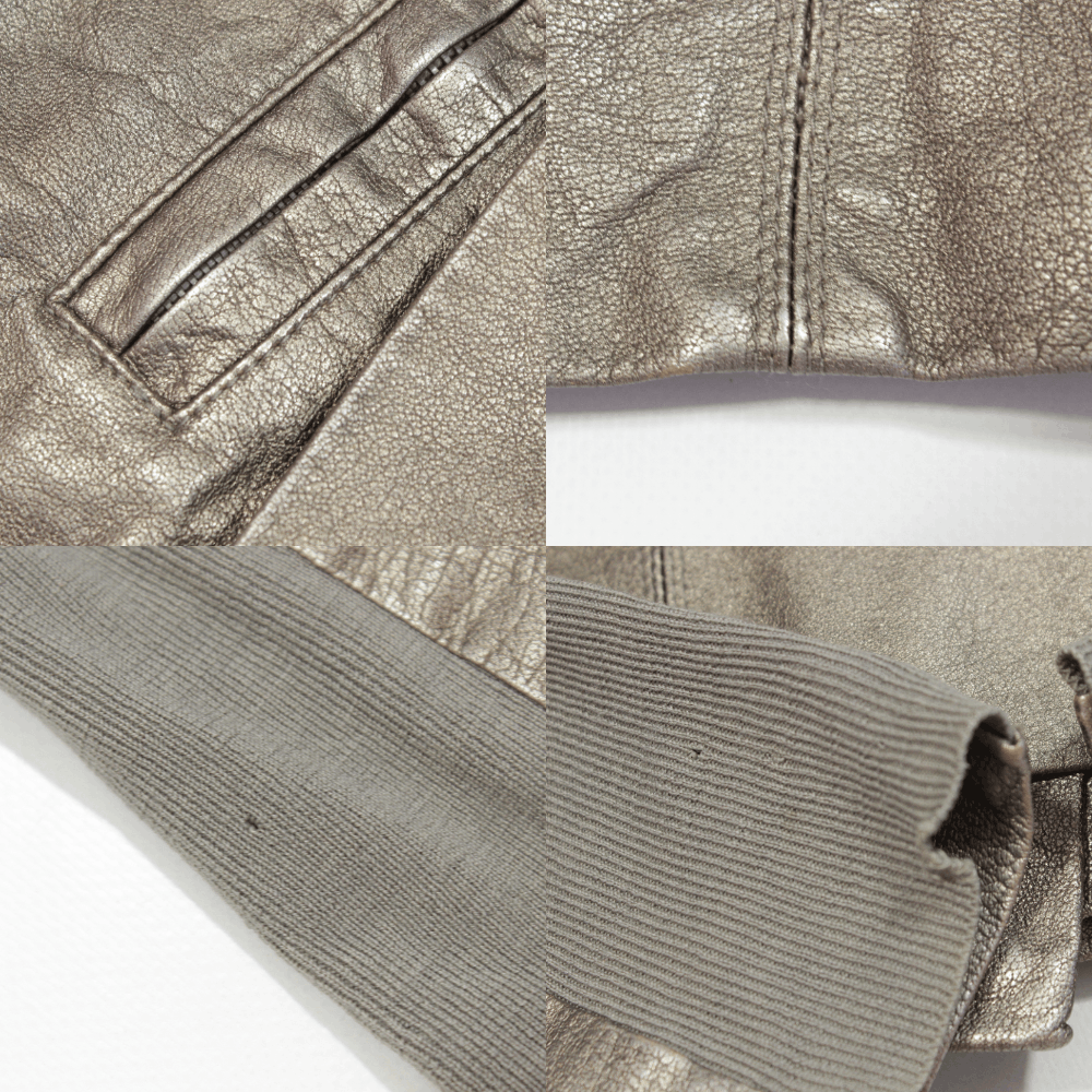 Rick Owens Women's Gold Biker Buffalo Leather Distressed Jacket Size M / US 6-8 / IT 42-44 - 8 Thumbnail