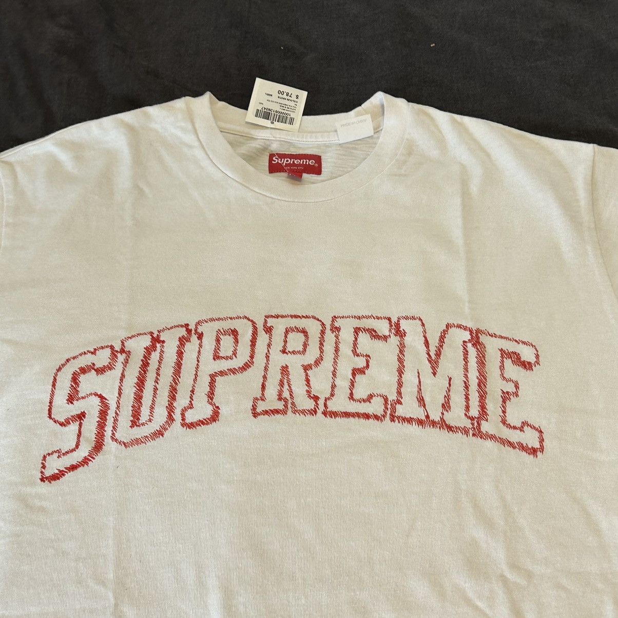 New Supreme Sketch Embroidered S/S Top White Large