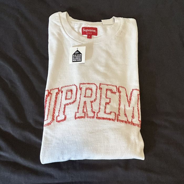 Supreme New Supreme Sketch Embroidered S/S Top White Large | Grailed