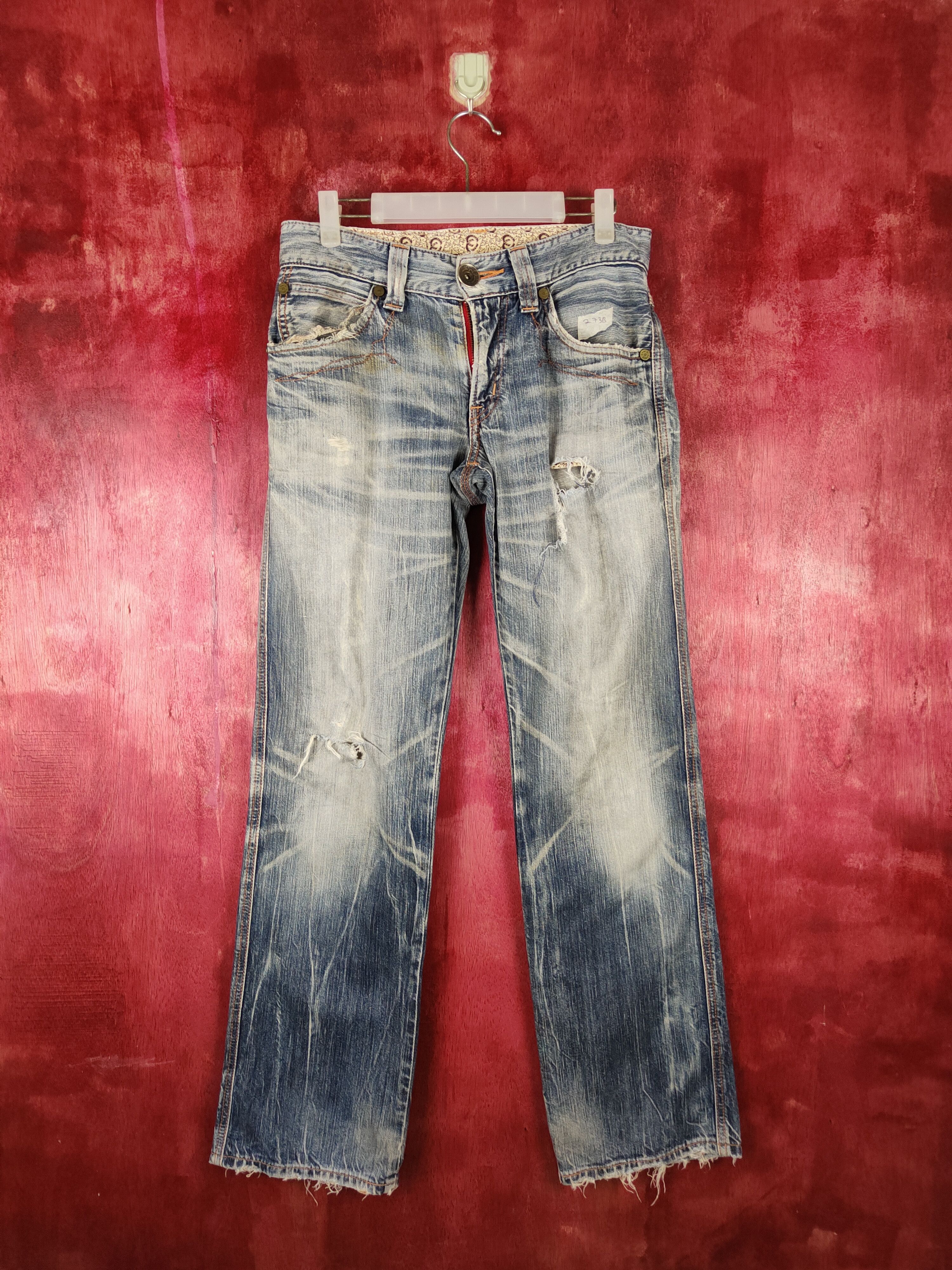 Edwin Edwin Blue Distressed ripped faded Denim jeans Pants #273BDL Size US 28 / EU 44 - 1 Thumbnail
