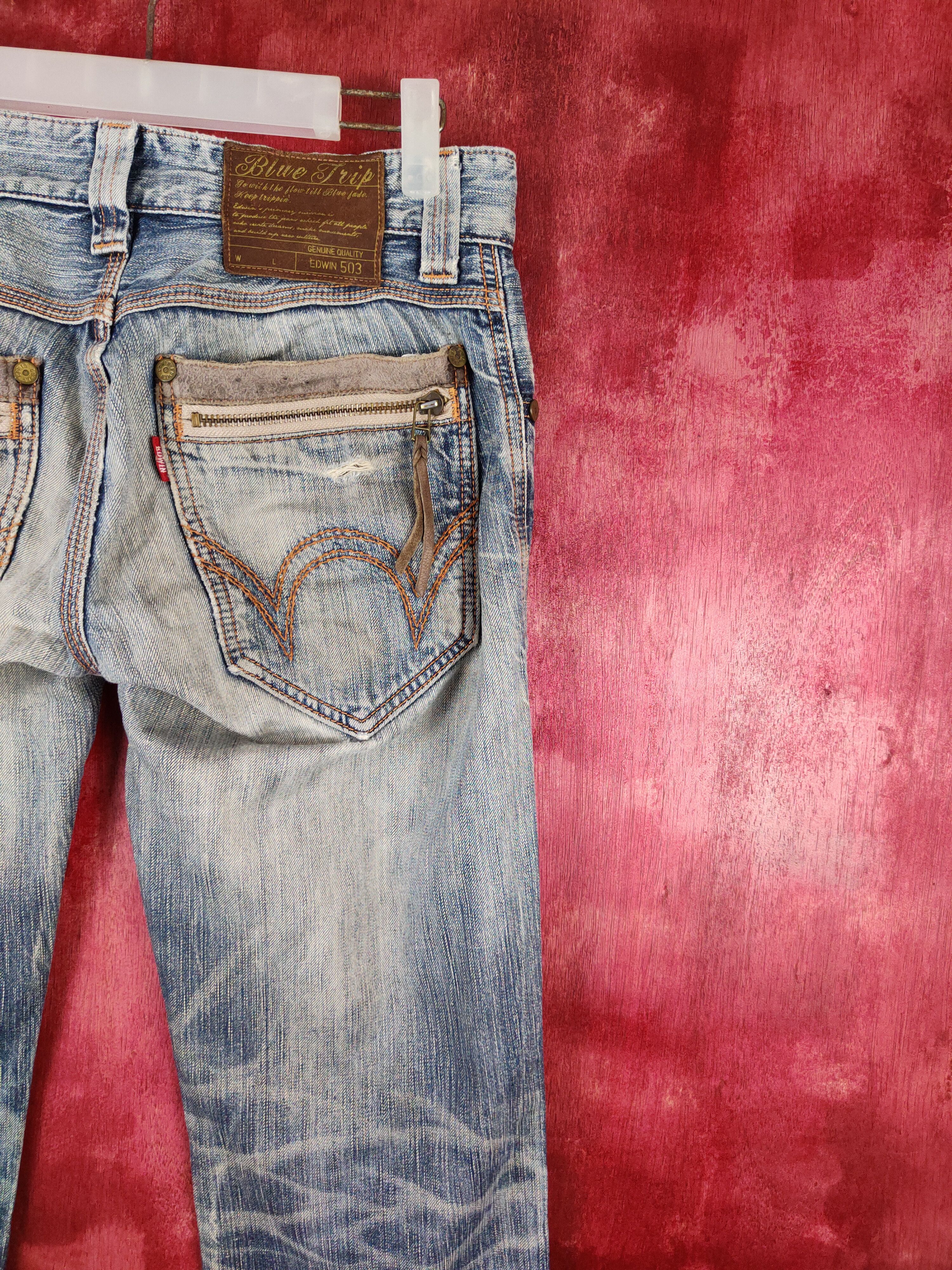 Edwin Edwin Blue Distressed ripped faded Denim jeans Pants #273BDL Size US 28 / EU 44 - 13 Thumbnail