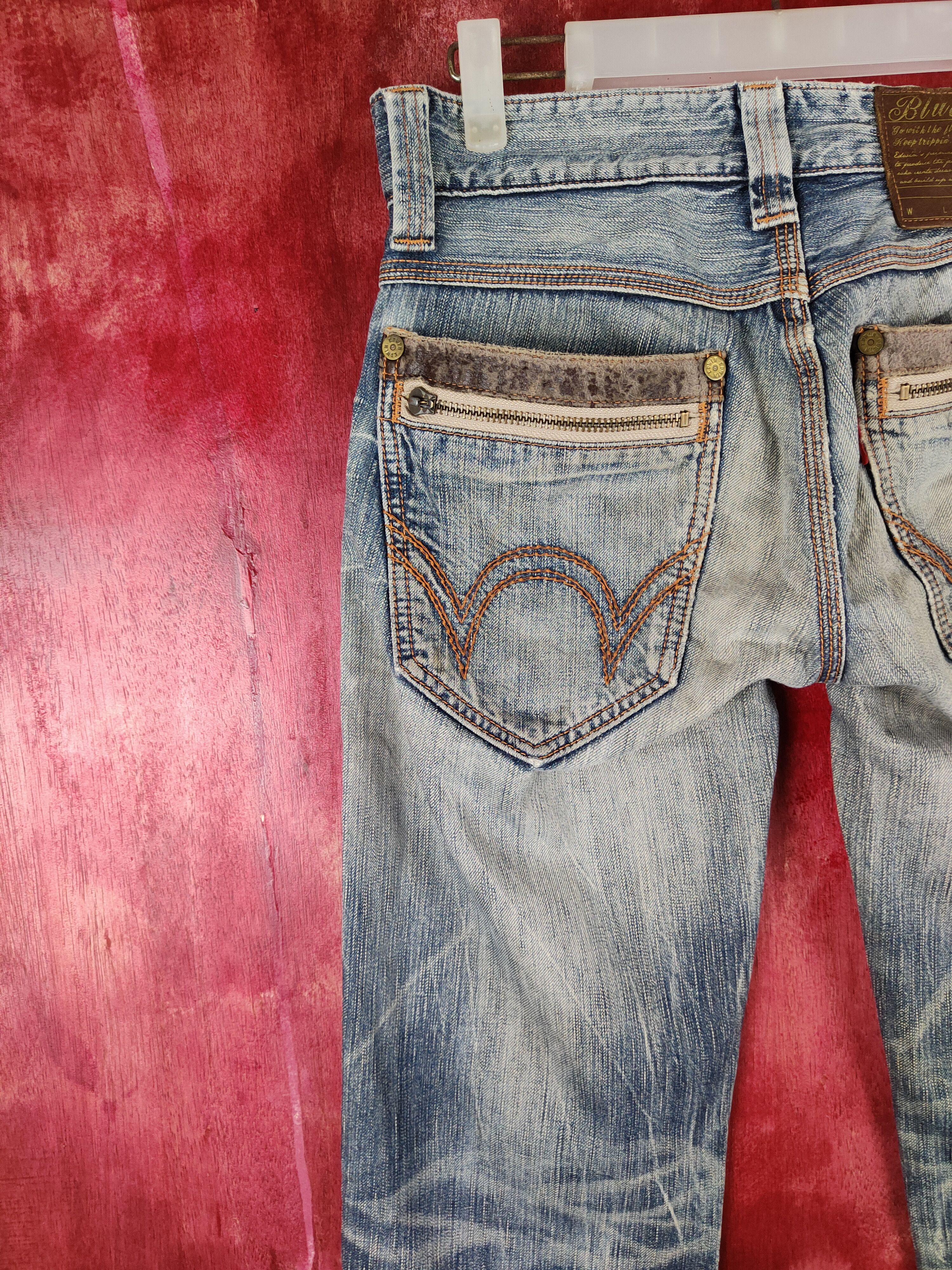 Edwin Edwin Blue Distressed ripped faded Denim jeans Pants #273BDL Size US 28 / EU 44 - 11 Thumbnail