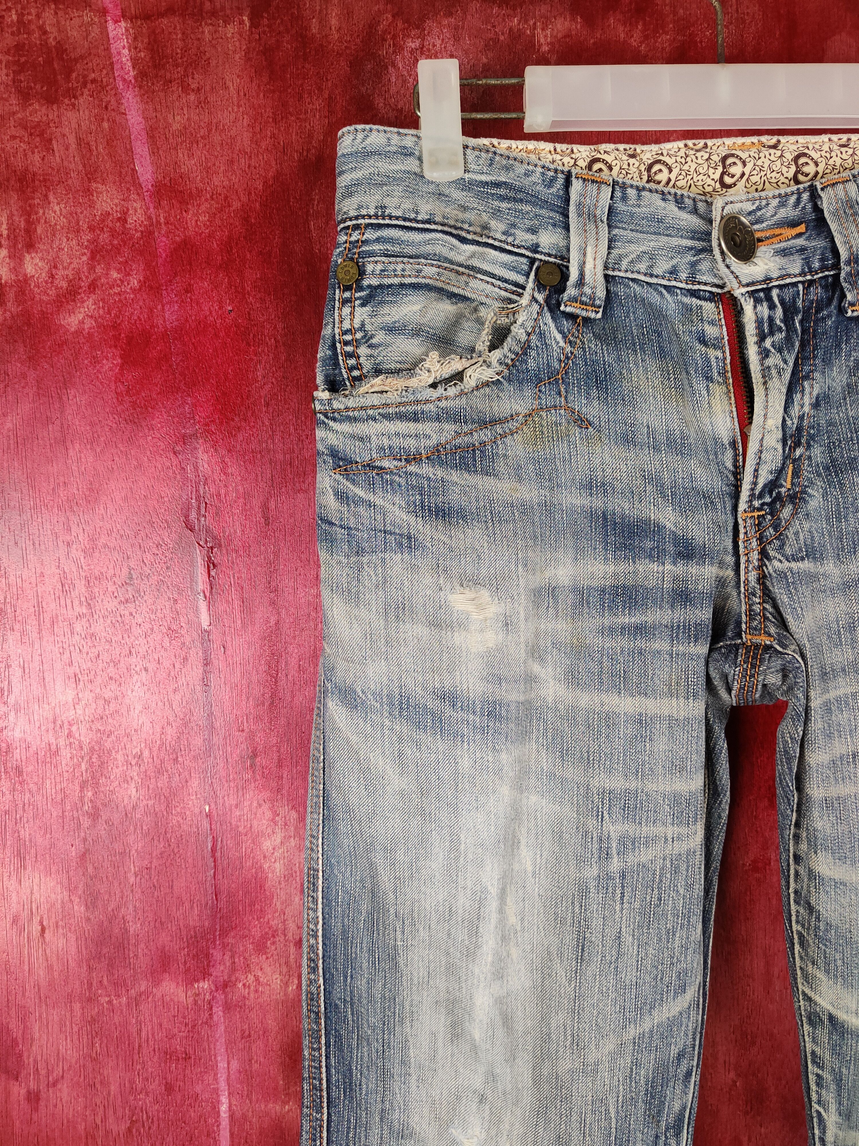 Edwin Edwin Blue Distressed ripped faded Denim jeans Pants #273BDL Size US 28 / EU 44 - 4 Thumbnail