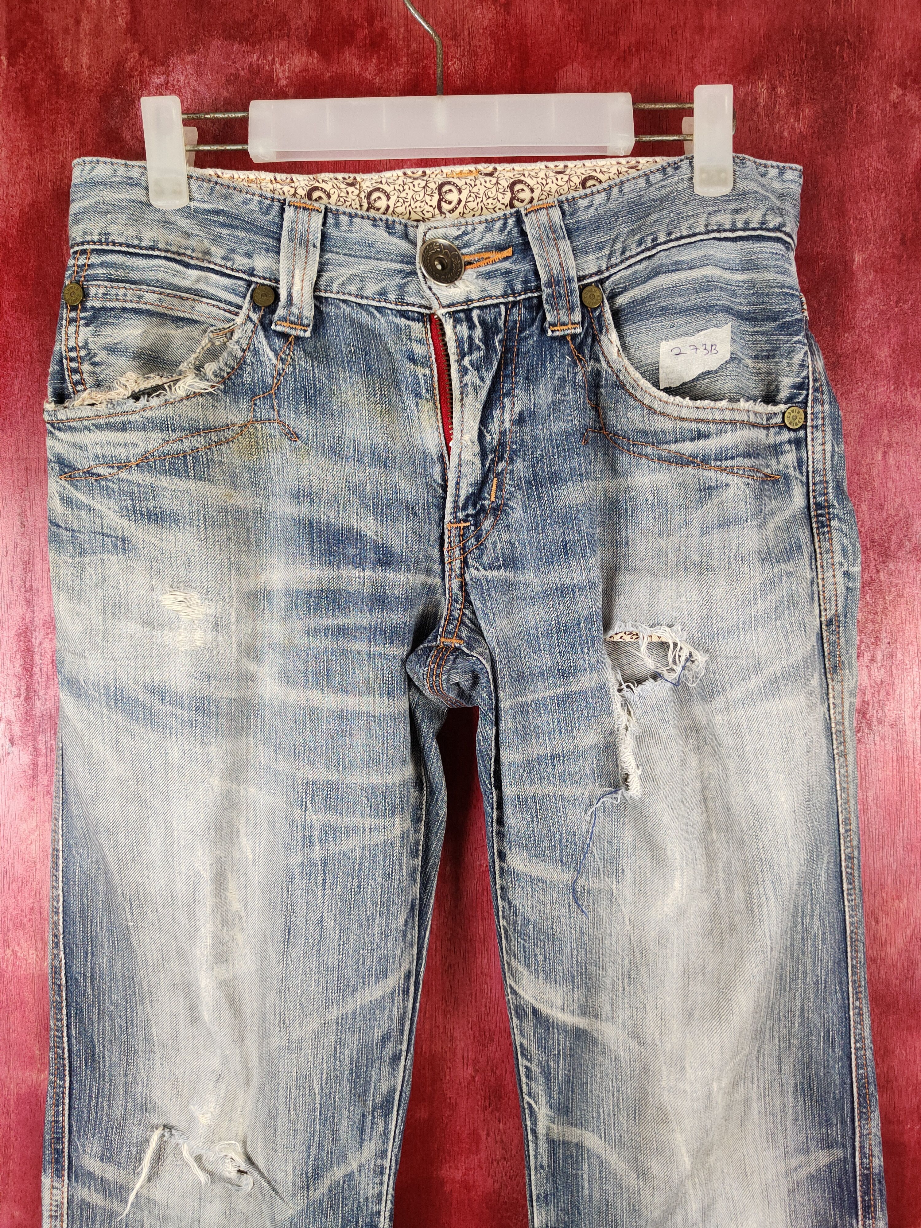 Edwin Edwin Blue Distressed ripped faded Denim jeans Pants #273BDL Size US 28 / EU 44 - 2 Thumbnail