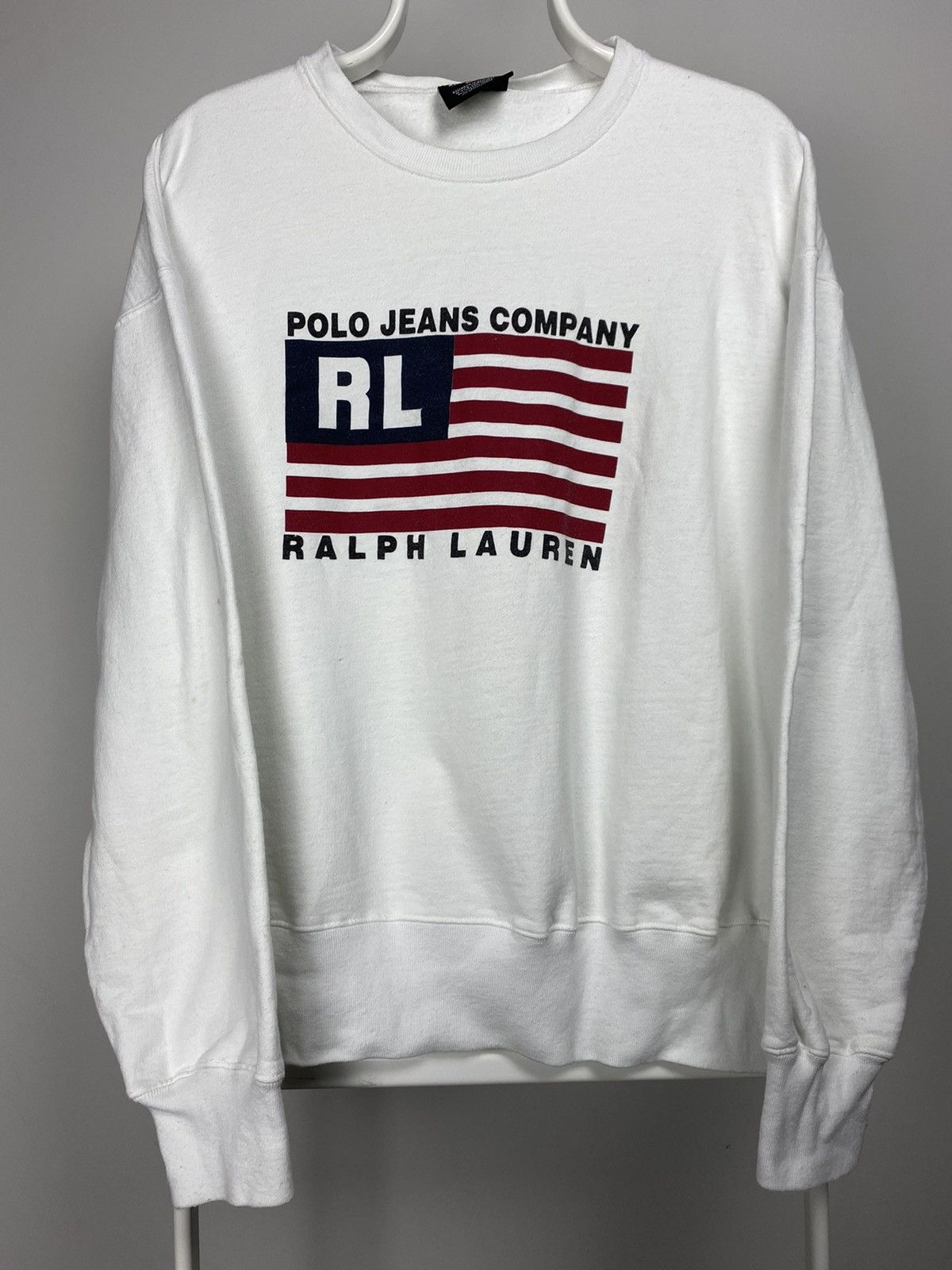 Polo Ralph Lauren × Vintage Polo Ralph Lauren Jeans big USA flag logo sweatshirt Size US XL / EU 56 / 4 - 1 Thumbnail