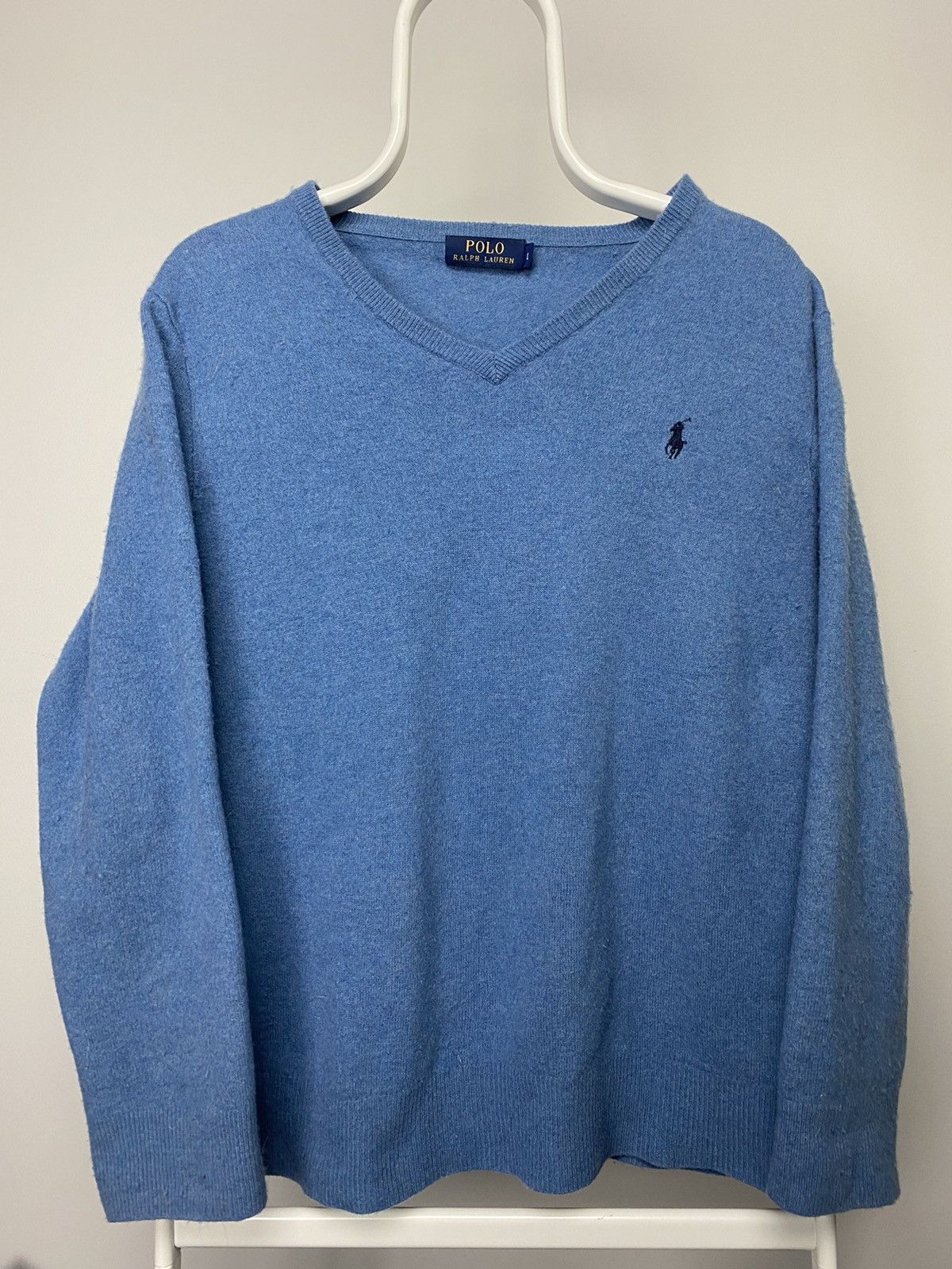 Polo Ralph Lauren × Vintage Polo Ralph Lauren vintage sweater blue vneck small pony Size US M / EU 48-50 / 2 - 1 Thumbnail