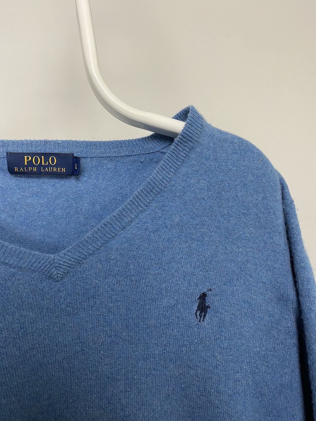 Polo Ralph Lauren × Vintage Polo Ralph Lauren vintage sweater blue vneck small pony Size US M / EU 48-50 / 2 - 2 Thumbnail