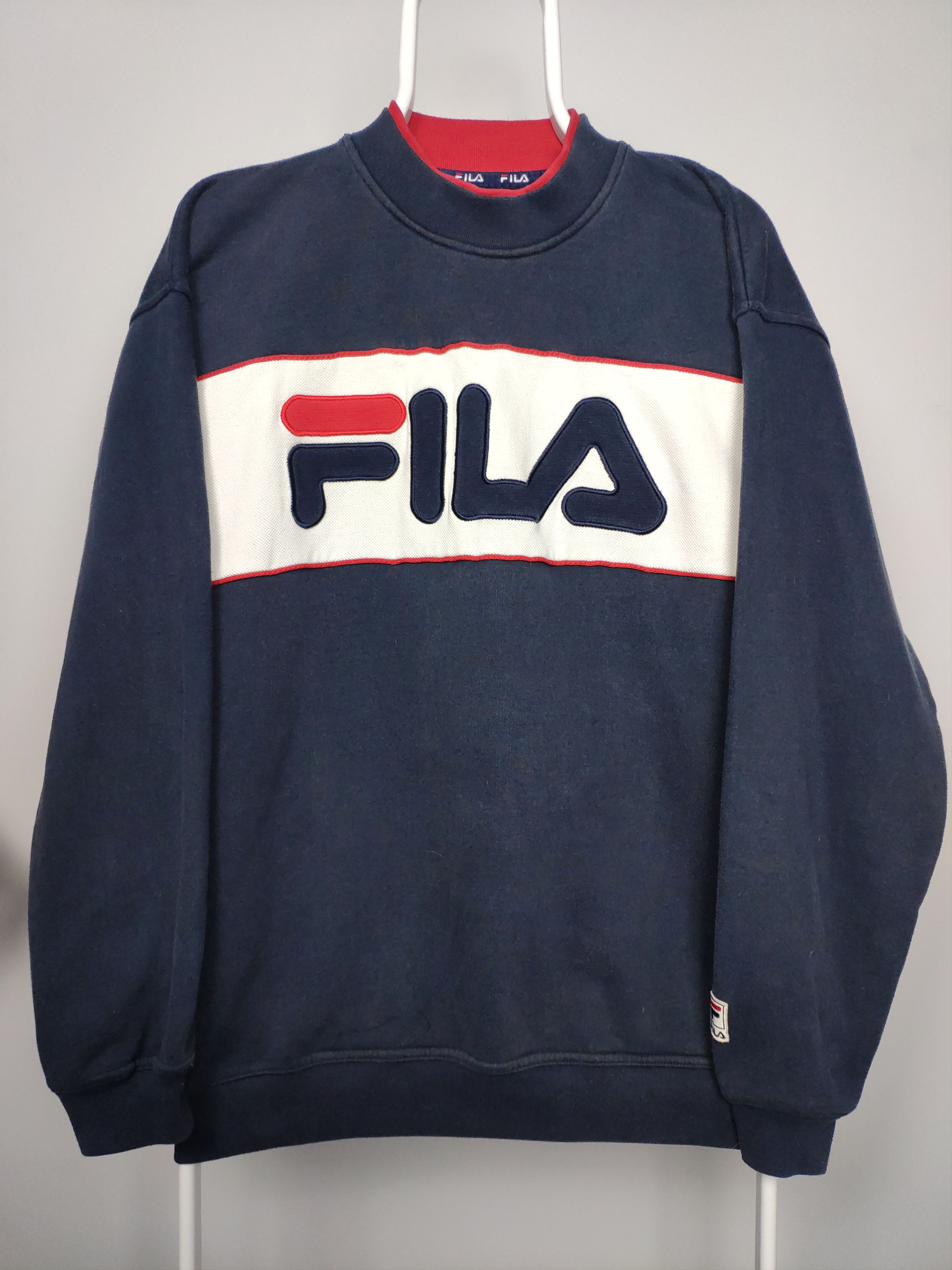 Fila × Vintage Fila vintage spell out sweatshirt navy red center logo Size US M / EU 48-50 / 2 - 1 Thumbnail