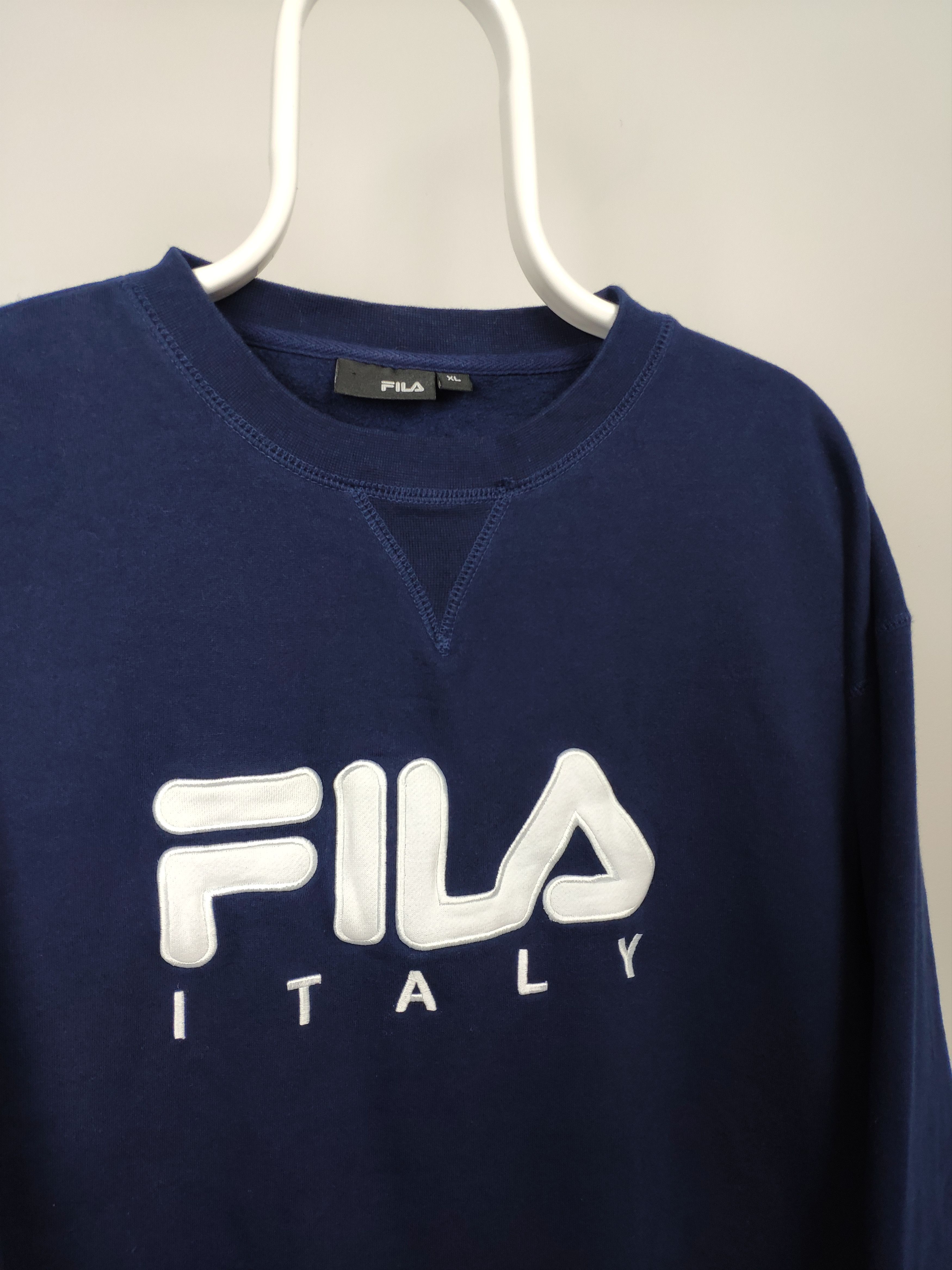 Fila × Vintage Fila Italy vintage spellout sweatshirt navy white big logo Size US L / EU 52-54 / 3 - 2 Thumbnail