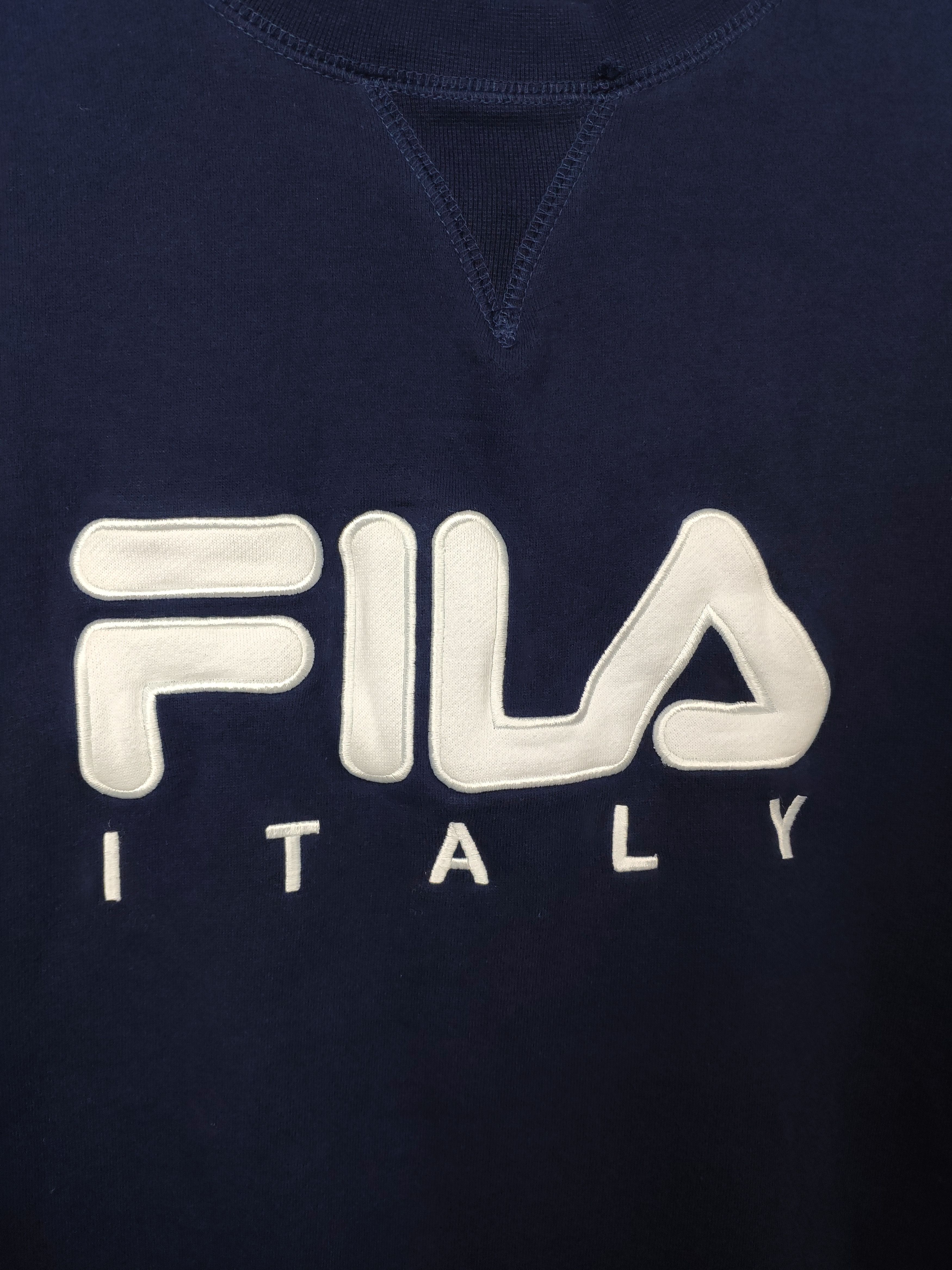 Fila × Vintage Fila Italy vintage spellout sweatshirt navy white big logo Size US L / EU 52-54 / 3 - 4 Thumbnail