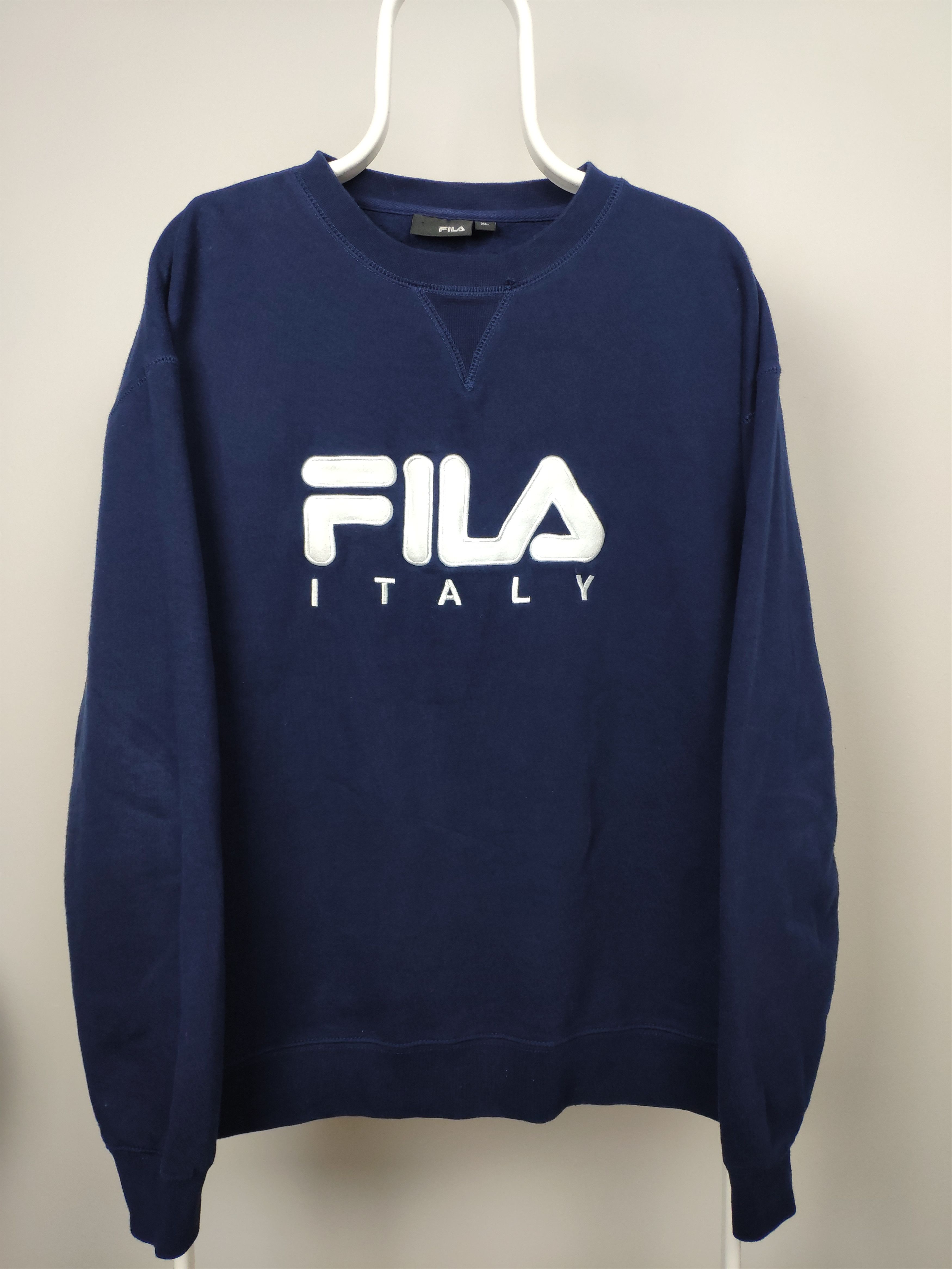 Fila × Vintage Fila Italy vintage spellout sweatshirt navy white big logo Size US L / EU 52-54 / 3 - 1 Thumbnail