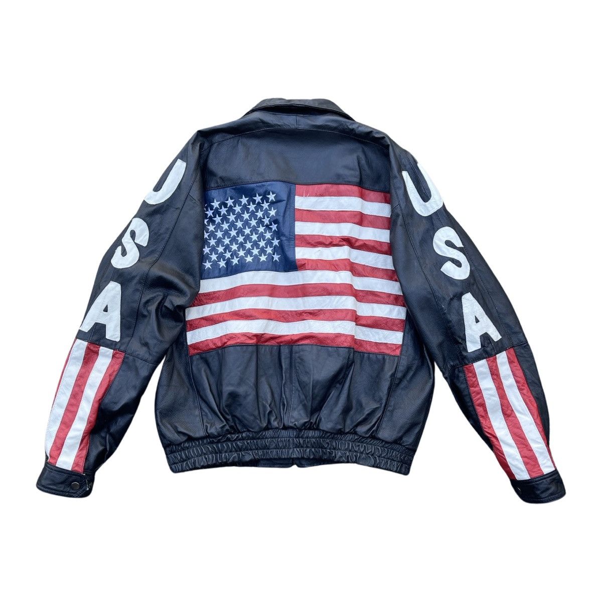 USA Olympics × Vintage Vintage USA American flag leather jacket | Grailed