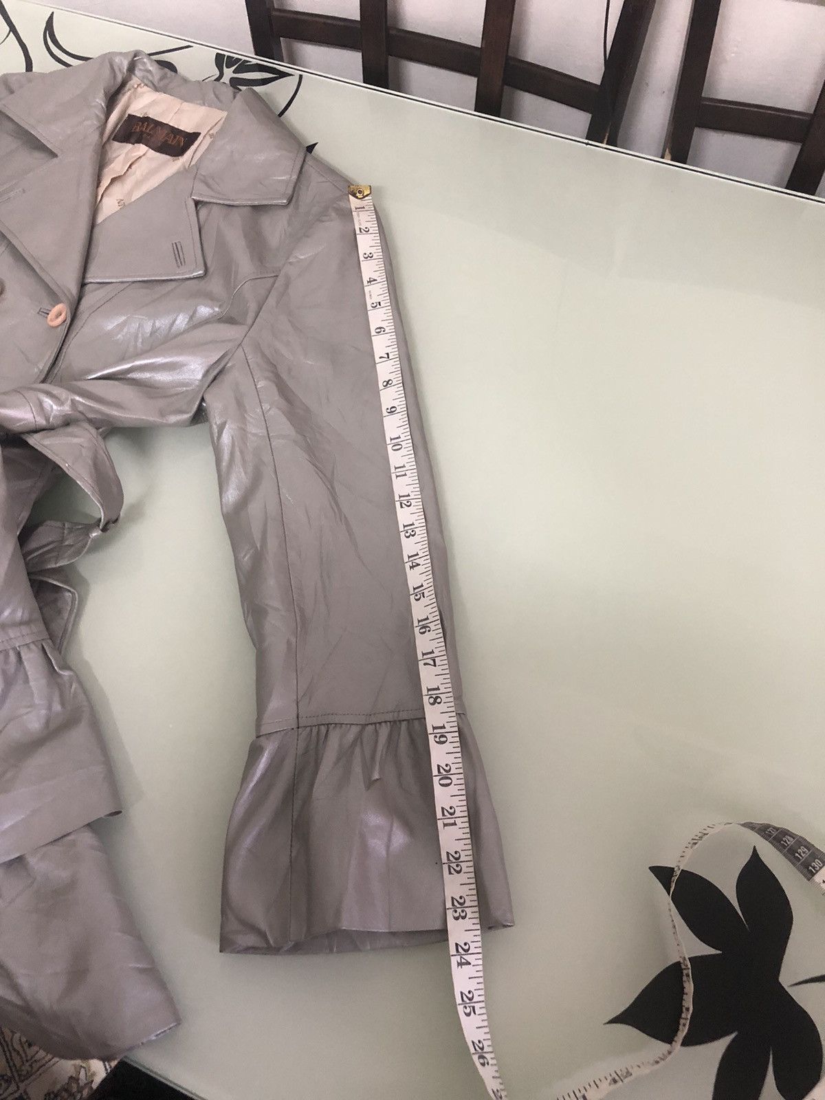 Balmain Vintage Balmain Paris Silver Leather Long Coat Size M / US 6-8 / IT 42-44 - 23 Thumbnail
